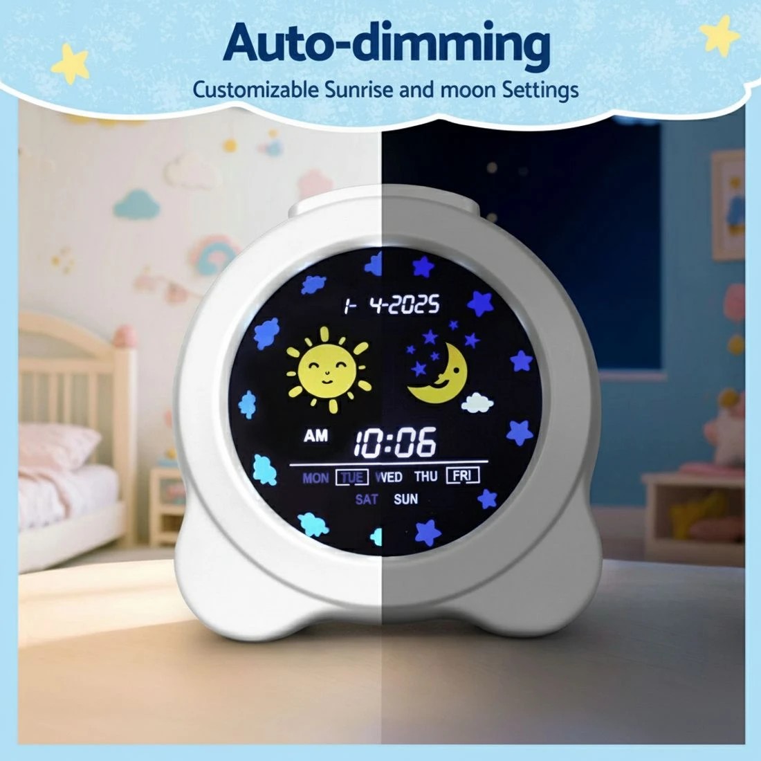 4 Artiss 3.8" Digital Day Clock Calendar Alarm LCD Display - White, 4 of 8