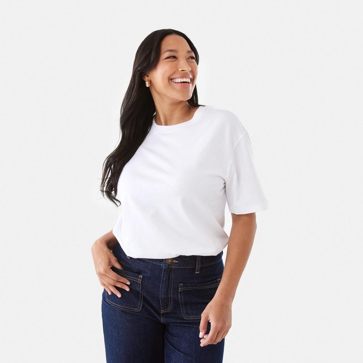 1 Short Sleeve Oversized Boyfriend T-Shirt White, 1 of 7