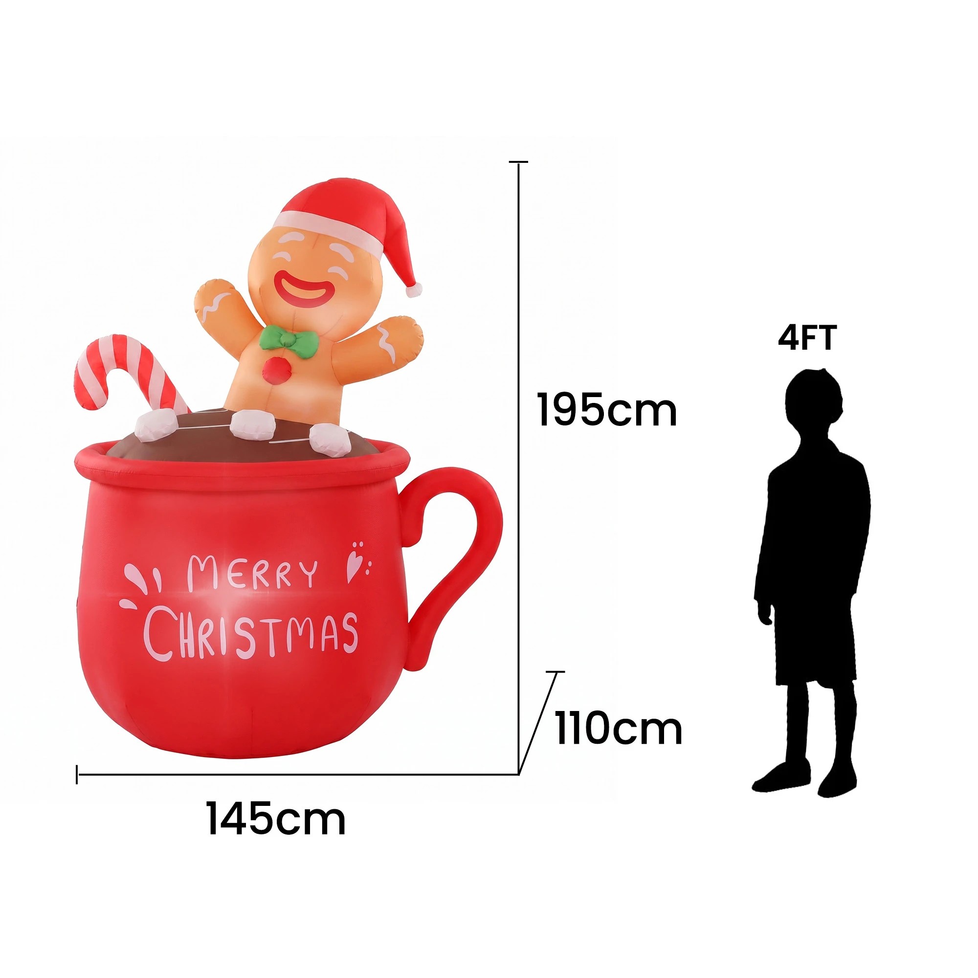 3 Jingle Jollys Christmas Inflatable Cup 1.8M Height LED Outdoor Decorations Illuminated - Red, 3 of 9