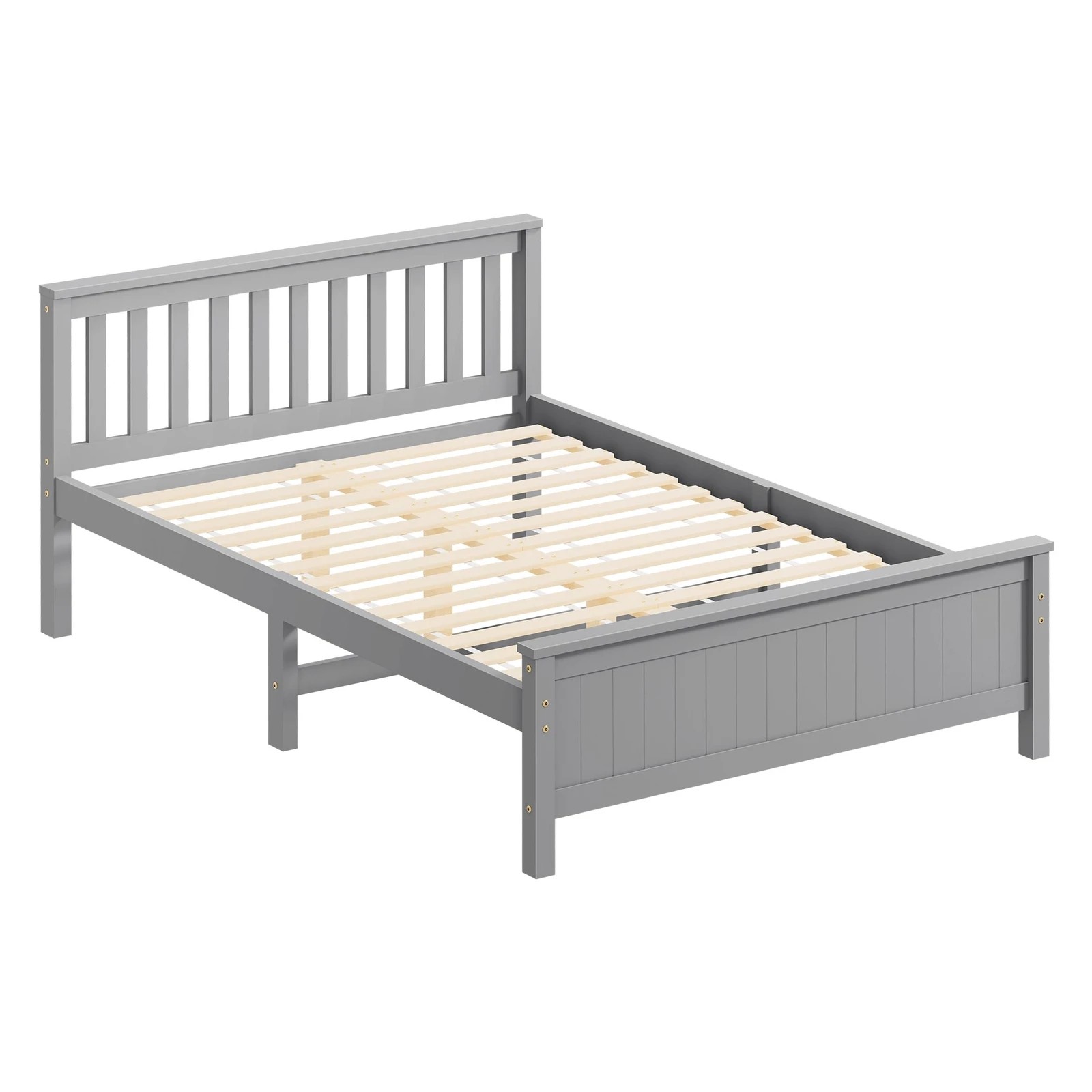 10 Alfordson Bed Frame Wooden Double Size Slatted Headboard Timber Fabiano - Grey, 10 of 10