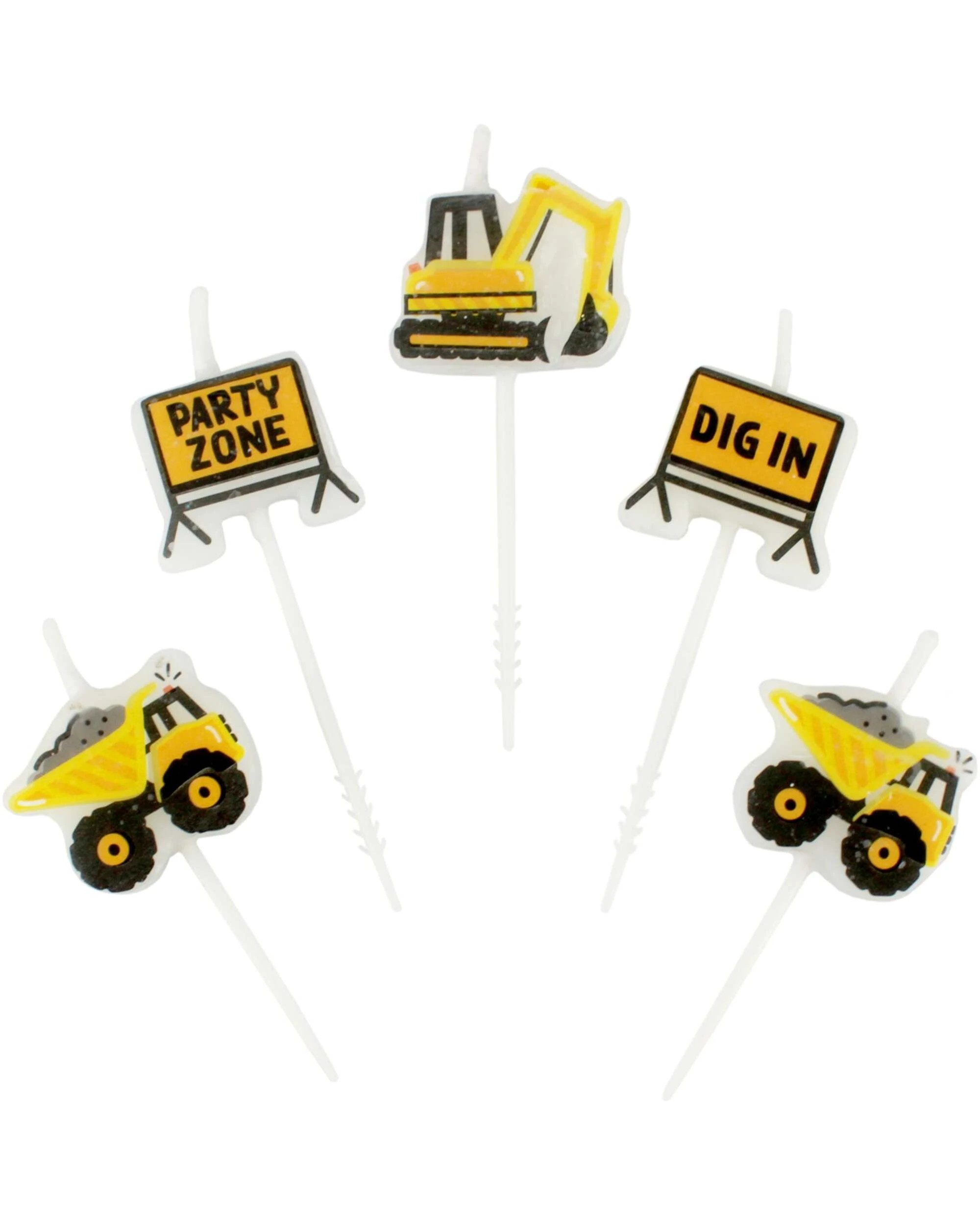 1 Artwrap Construction Party Zone Candles Set of 5 - Yellow, 1 of 2