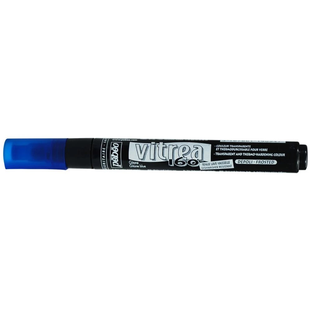 1 Pebeo Vitrea 160 Glossy Glass Paint Marker Gitane Blue, 1 of 2