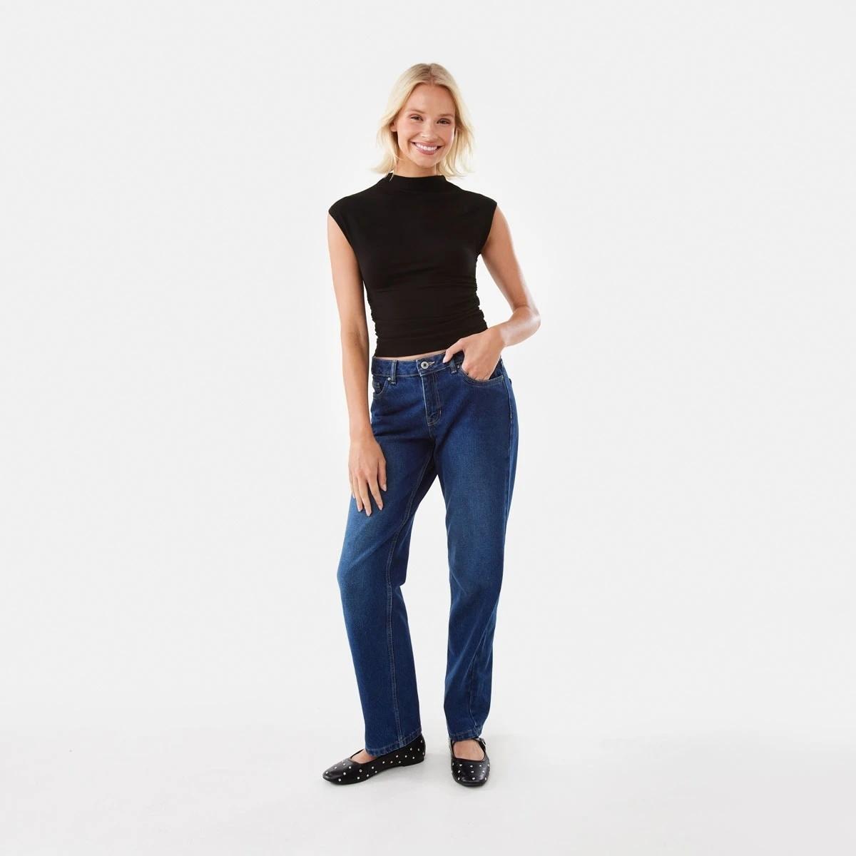 2 Sleeveless Mock Neck Ruched Top Black, 2 of 10