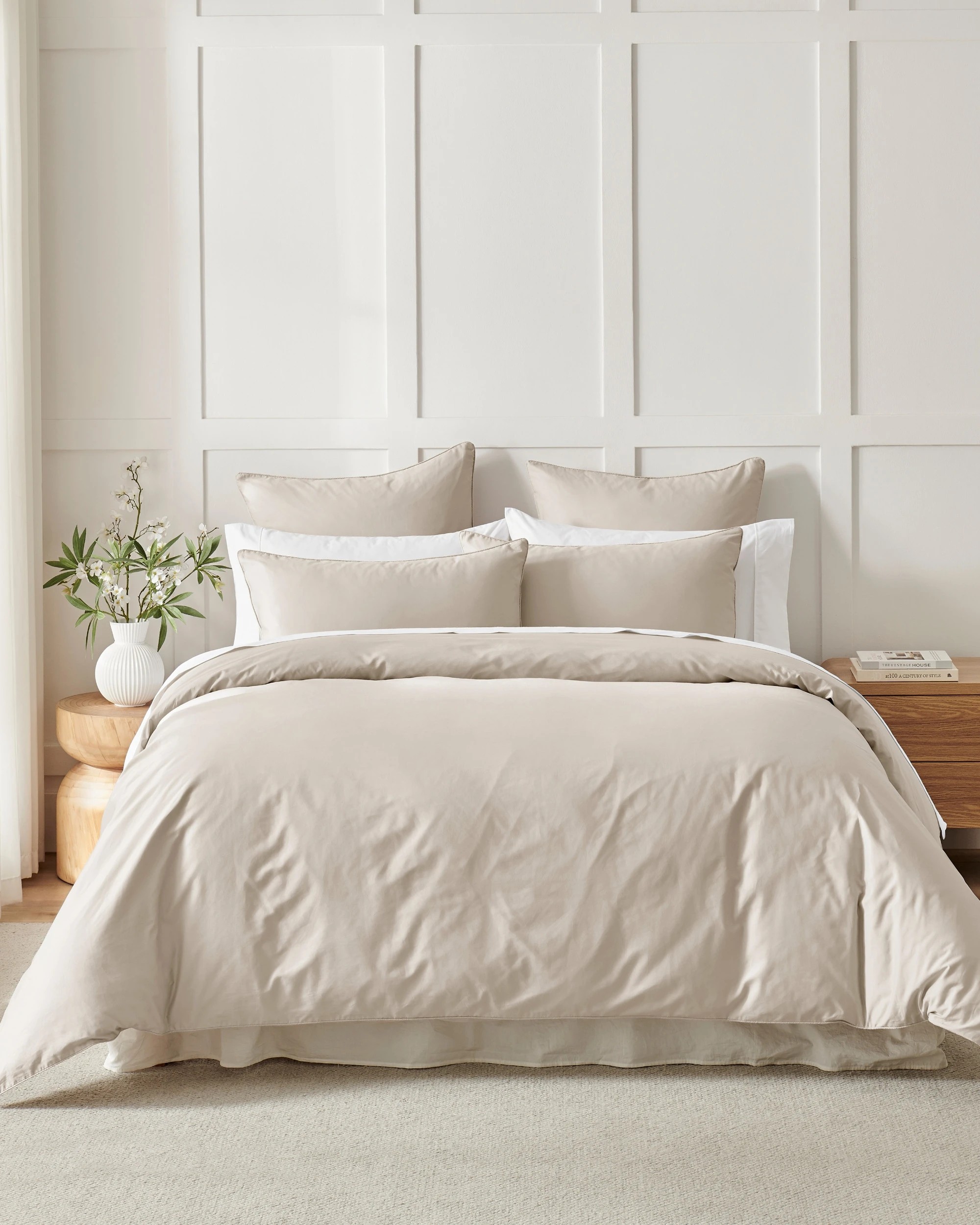 8 Dreamaker 400TC Premium Cotton Sateen Piped Quilt Cover Set - Single Bed - Oatmeal, 8 of 10