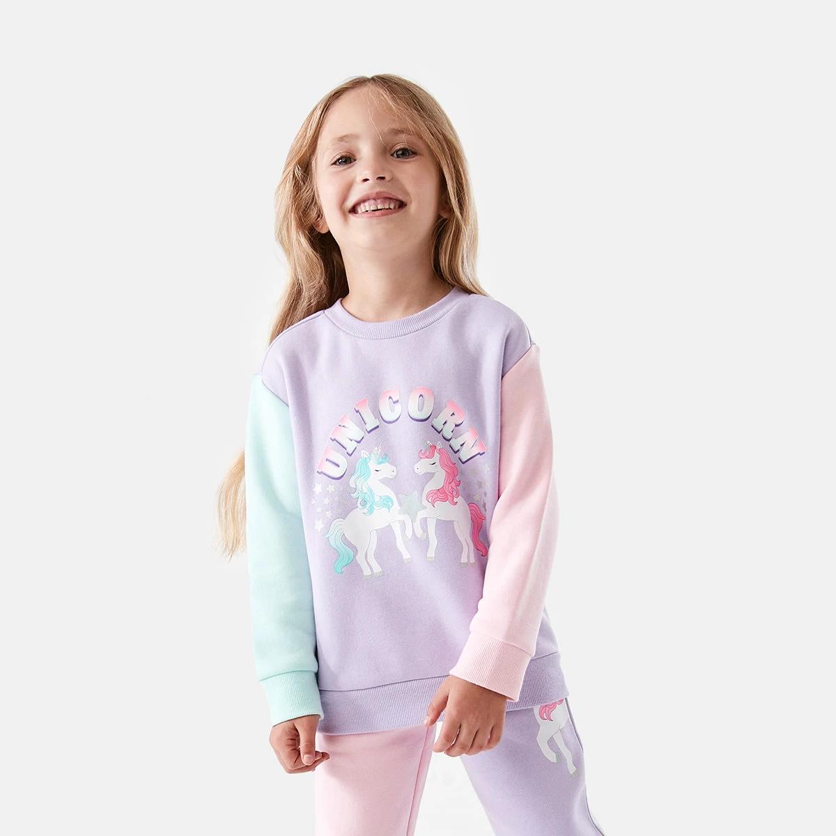 1 Print Crew Neck Sweatshirt Unicorn, 1 of 8