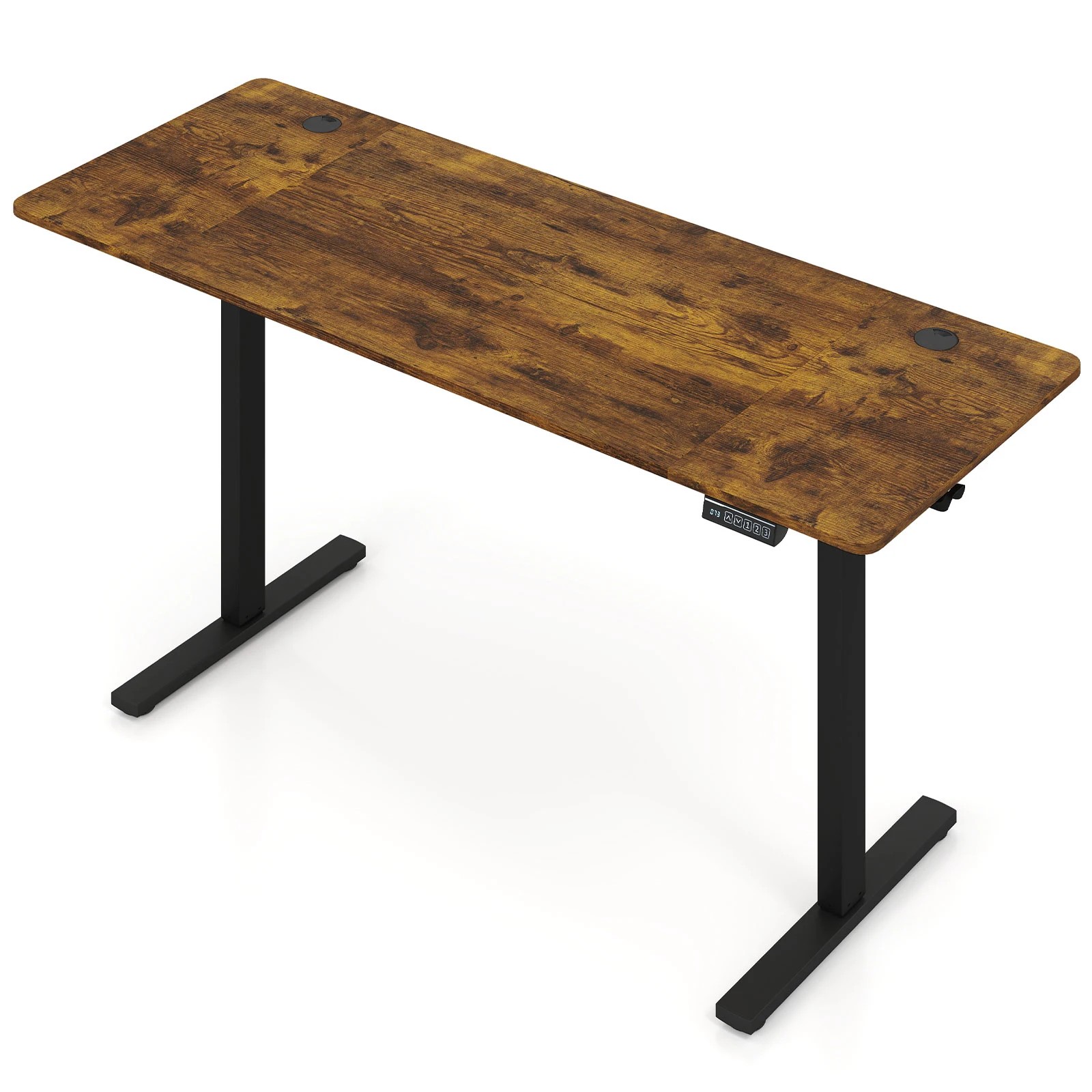 1 Costway 160 x 60cm Electric Standing Desk Adjustable Sit Stand Computer Desk - Brown, 1 of 6
