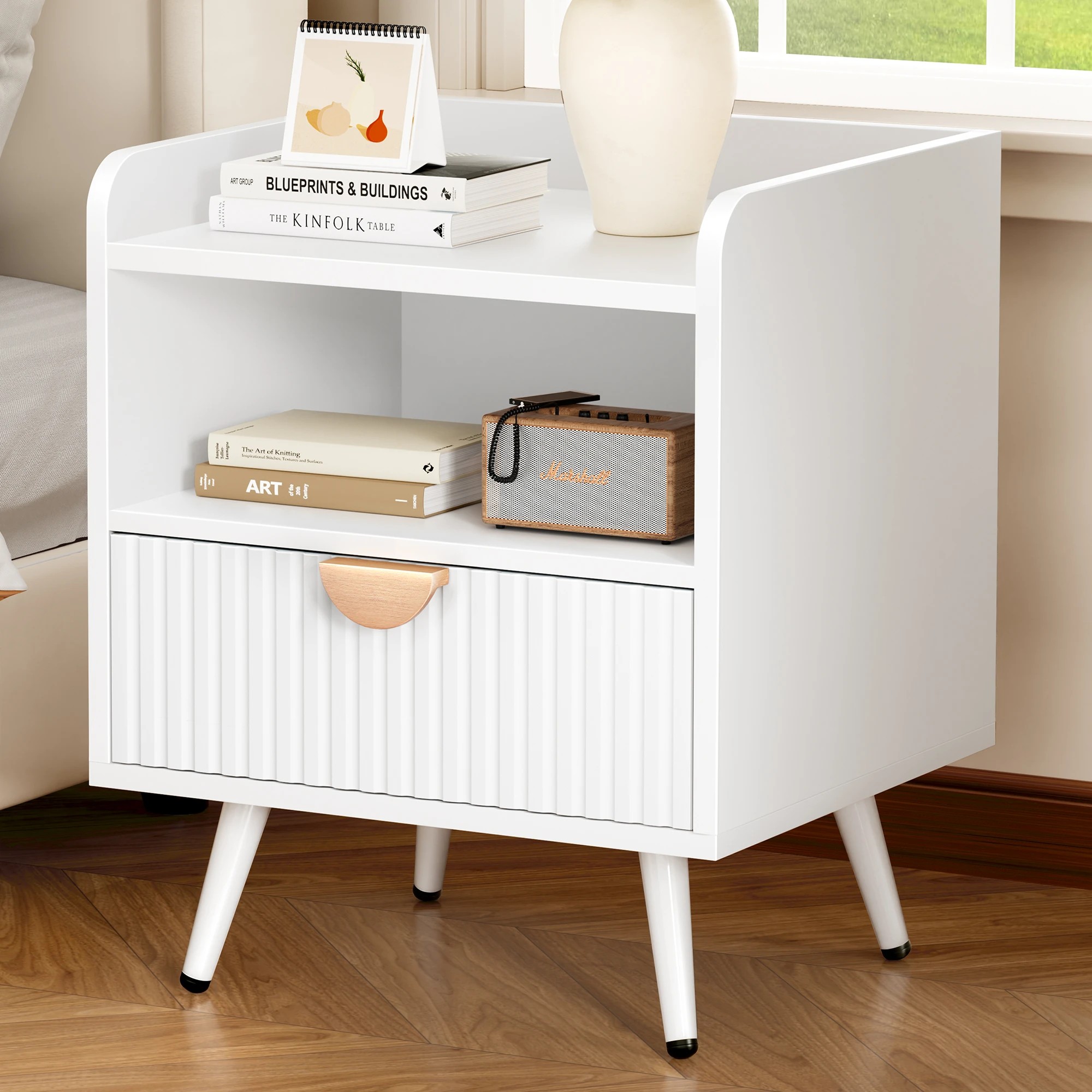 2 Alfordson Bedside Table with Drawer - White, 2 of 9