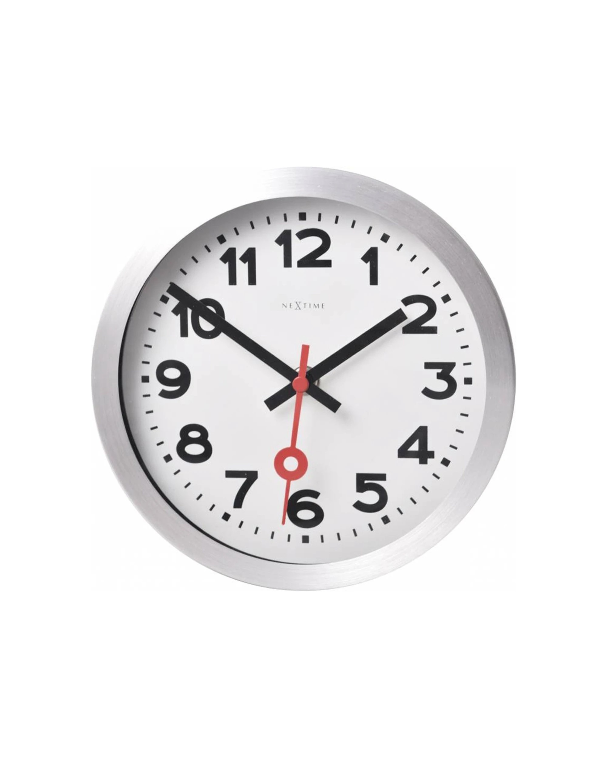 1 NEXTIME Station Number 19cm Wall Clock Silent Sweep Movement Glass Lens - White, 1 of 1