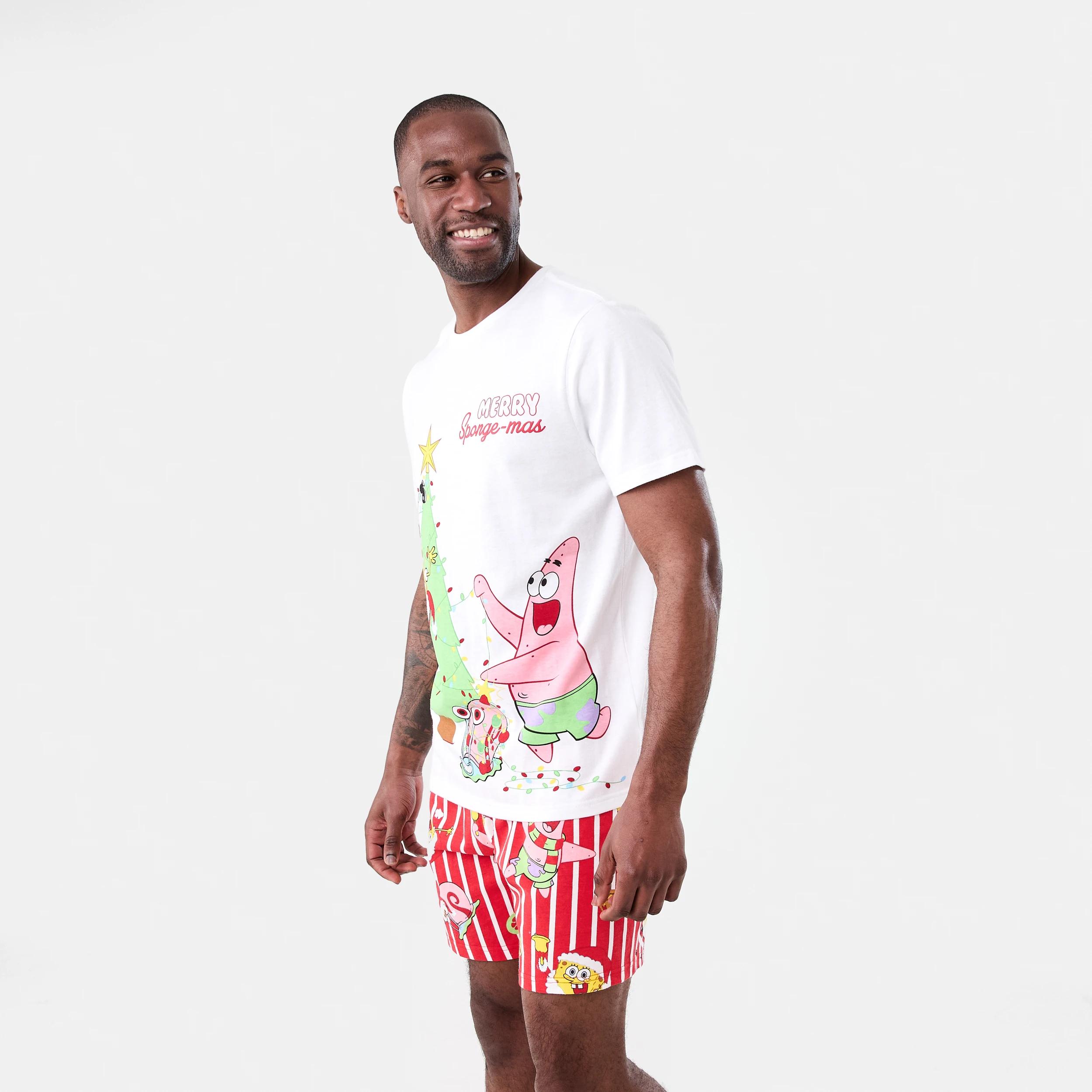 2 SpongeBob License Short Sleeve Top and Knit Shorts Family Matching Pyjama Set SPONGEMAS XMAS FAMILY, 2 of 8