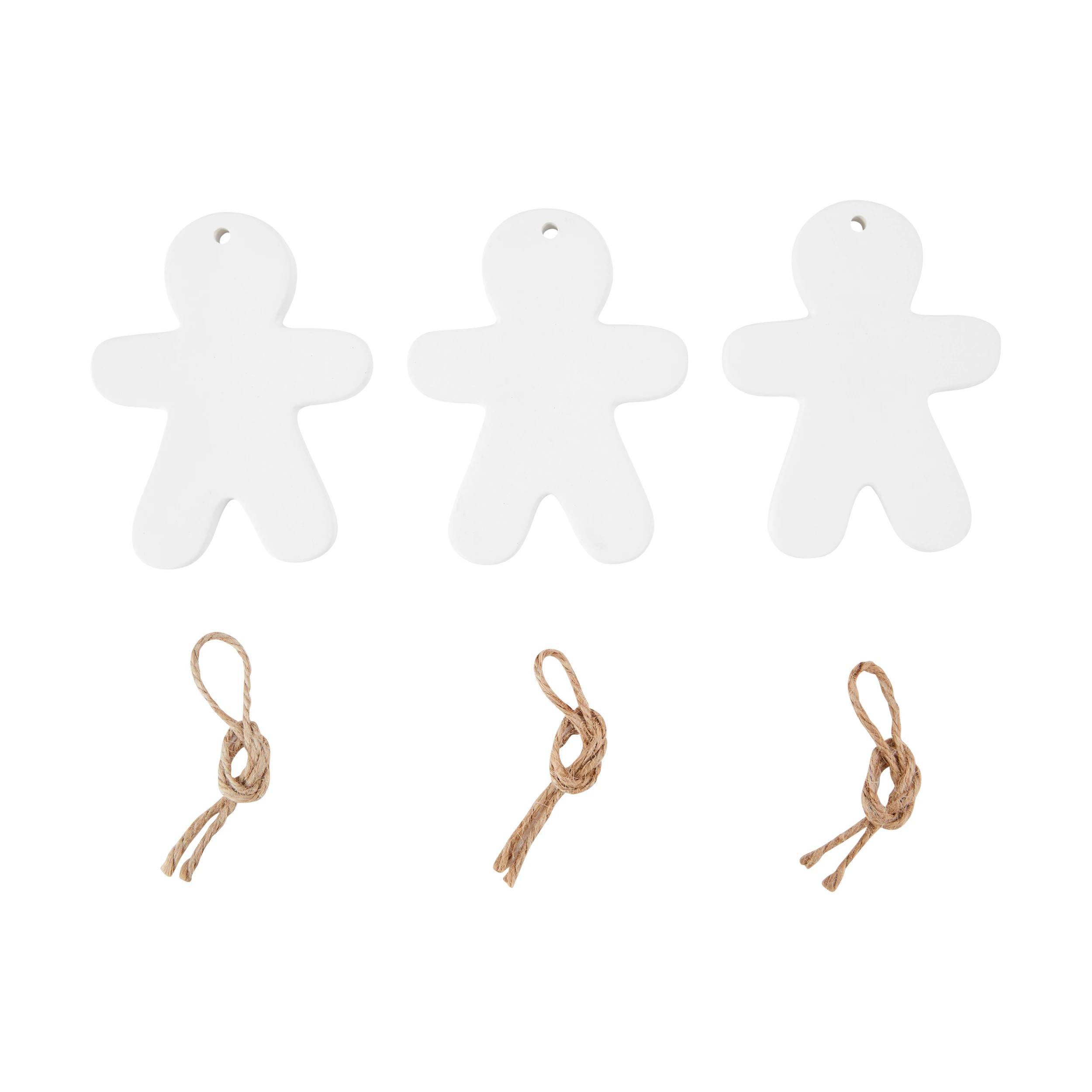 2 3 Pack Christmas Craft DIY Ornaments - Ceramic Gingerbread Man, 2 of 3