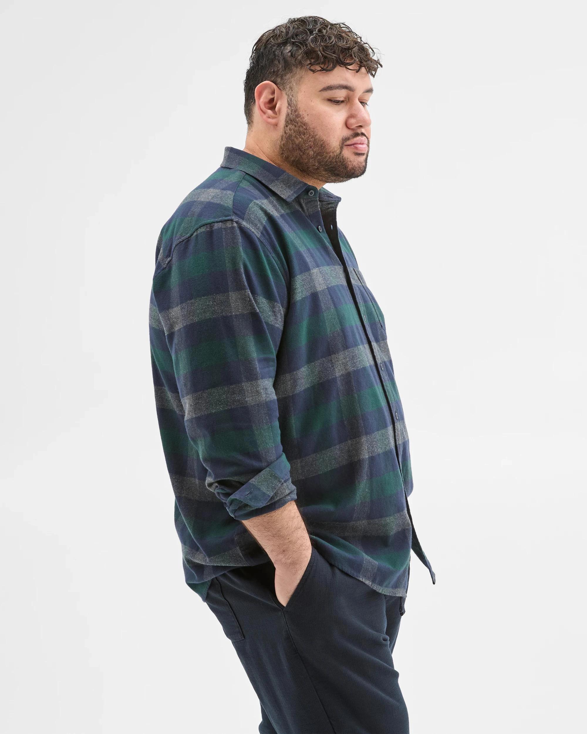 4 Target Man Plus Plus Size Australian Cotton Long Sleeve Flannelette Shirt WINTER GREEN, 4 of 7