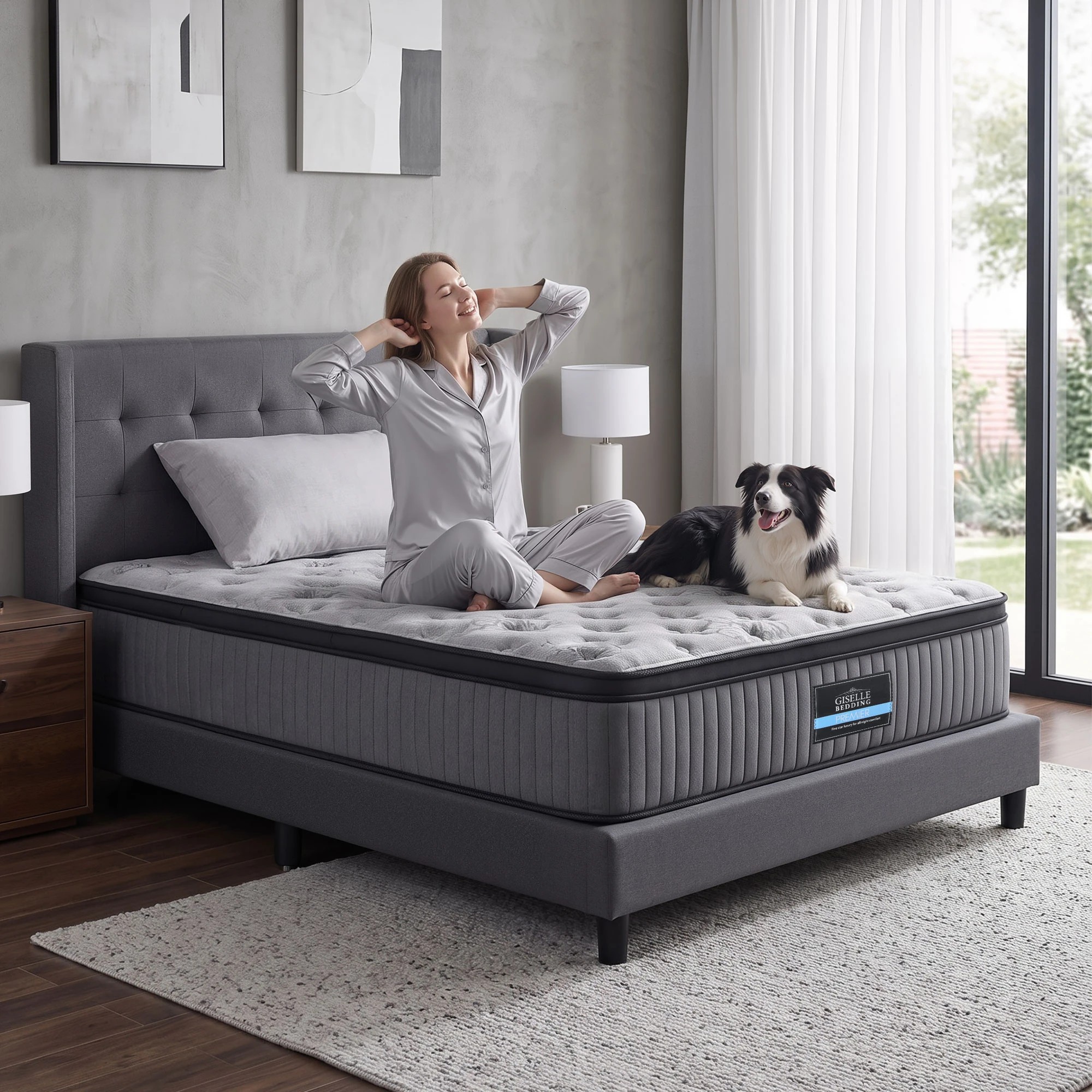 8 Giselle Bedding Mattress 34cm Euro Top 5-Zone Latex Edge Support Pocket Spring - Single Bed - Grey, 8 of 10