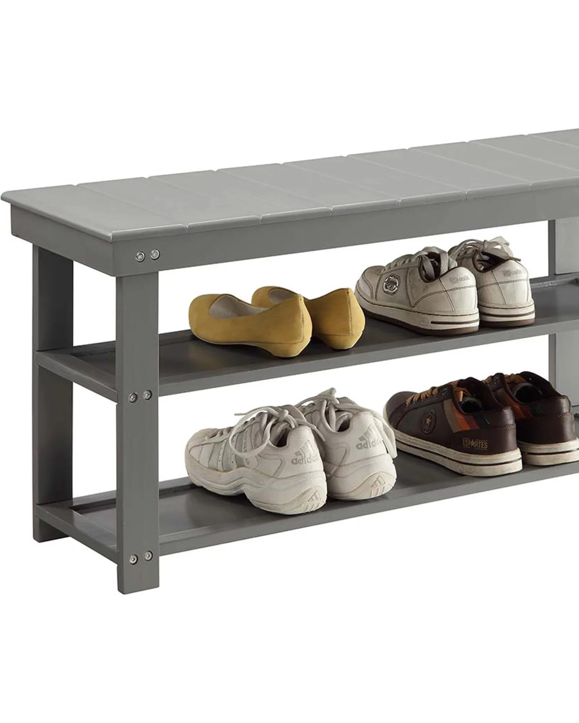 4 Sarantino Maeve Shoe Storage Bench - Grey, 4 of 8