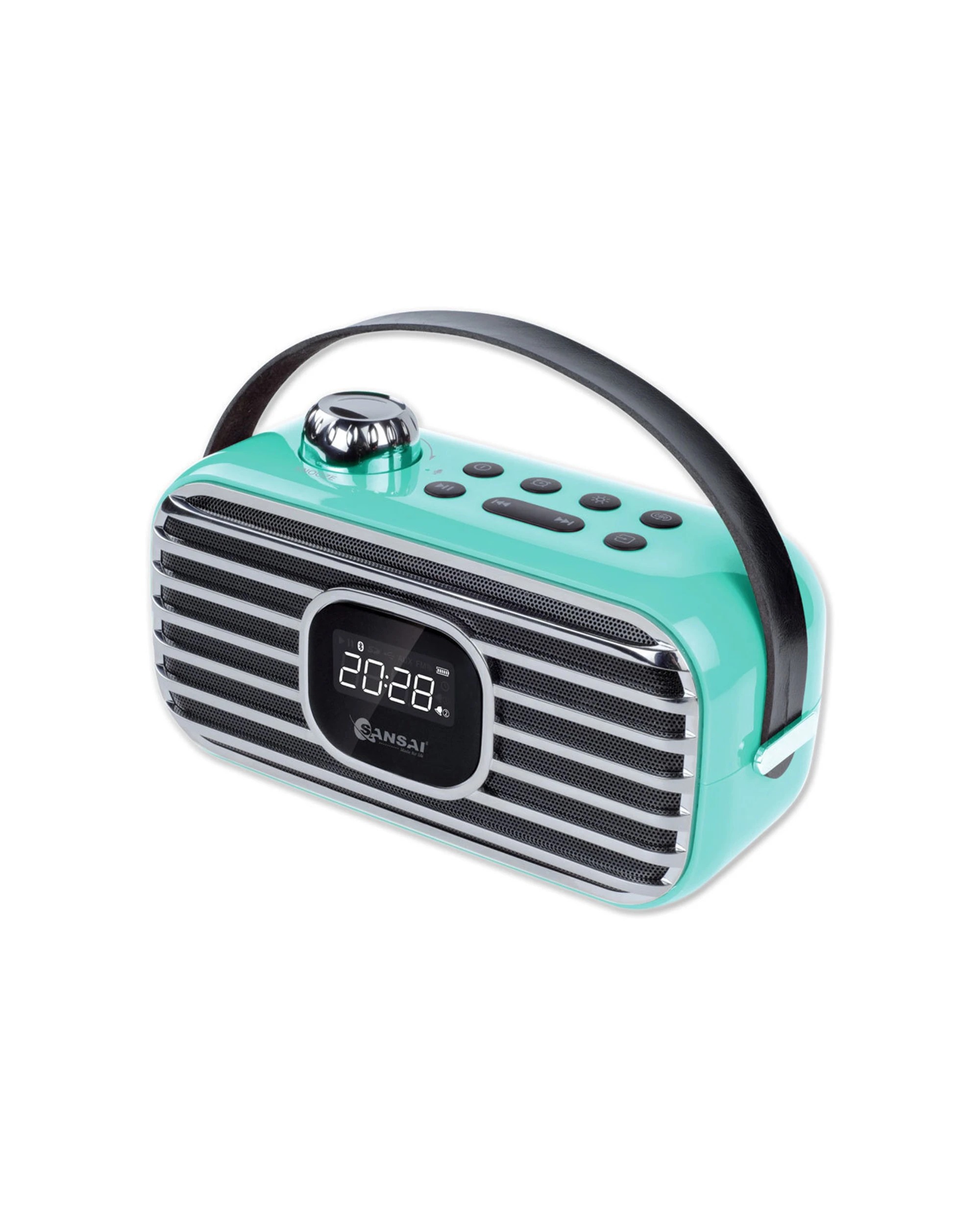 1 Sansai Portable Wireless Bluetooth Speaker FM Radio LED Alarm Clock - Blue, 1 of 1
