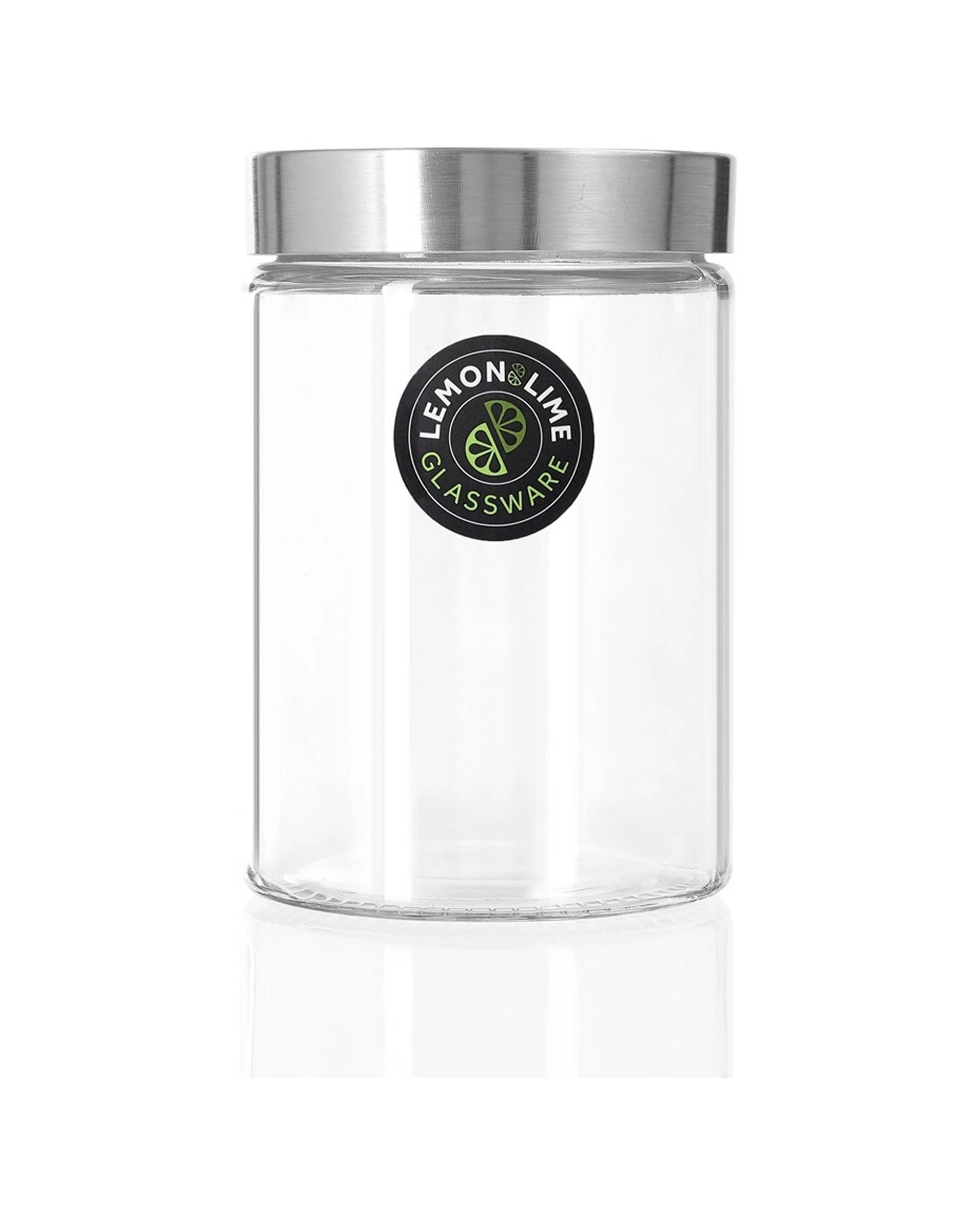 1 Lemon & Lime Alto 1.2l Glass Jar 17cm Stainless Steel Lid Home Kitchen Storage - Clear, 1 of 3
