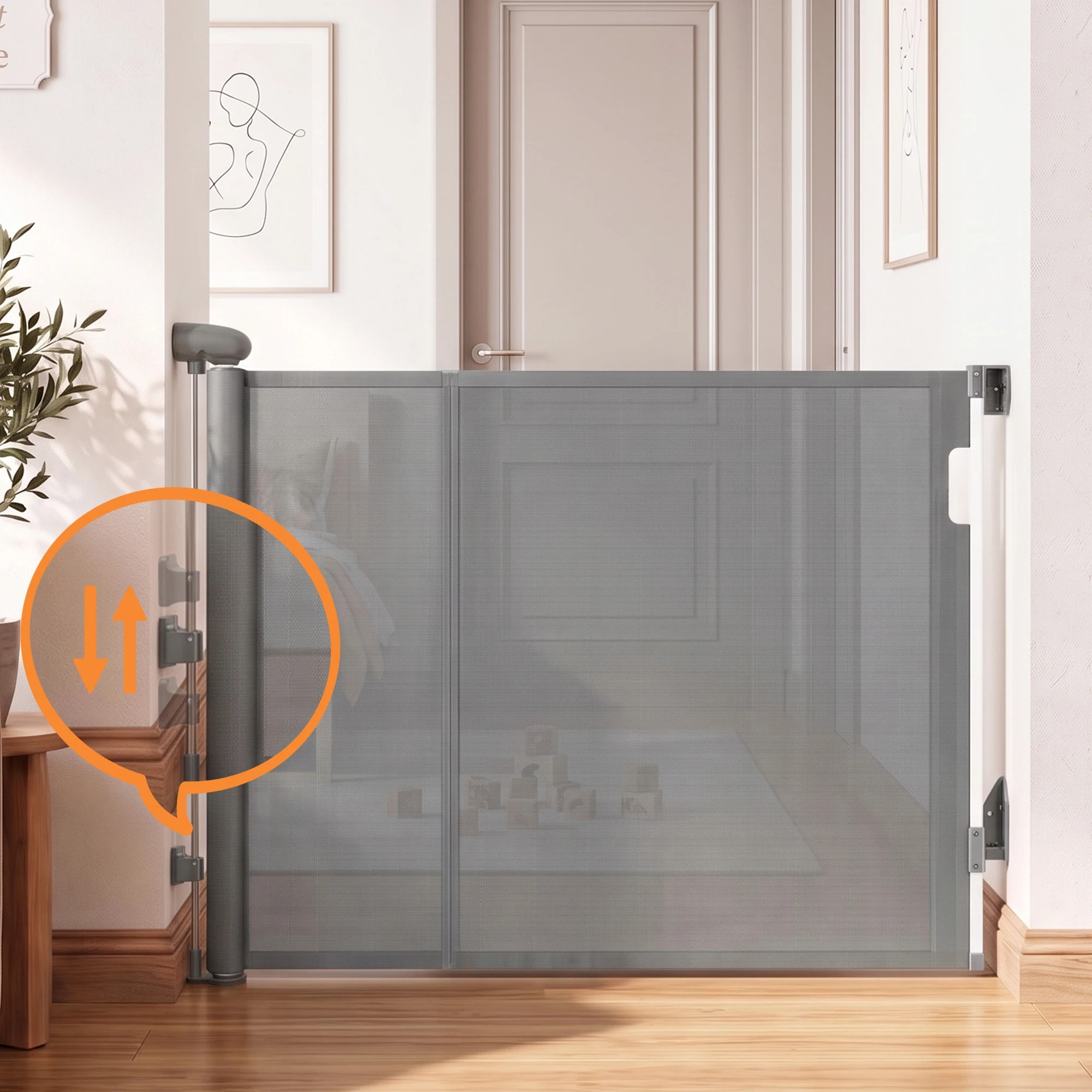 6 Keezi Retractable Gate Extends up to 400cm Baby Gate Pet Safety Fence Grey - Grey, 6 of 9