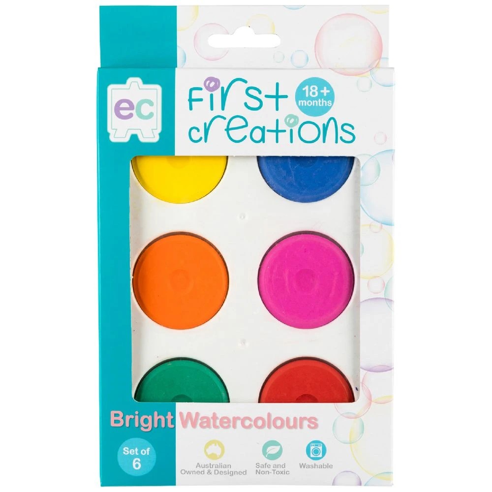 1 First Creations Bright Watercolour Paint 6 Pack, 1 of 2