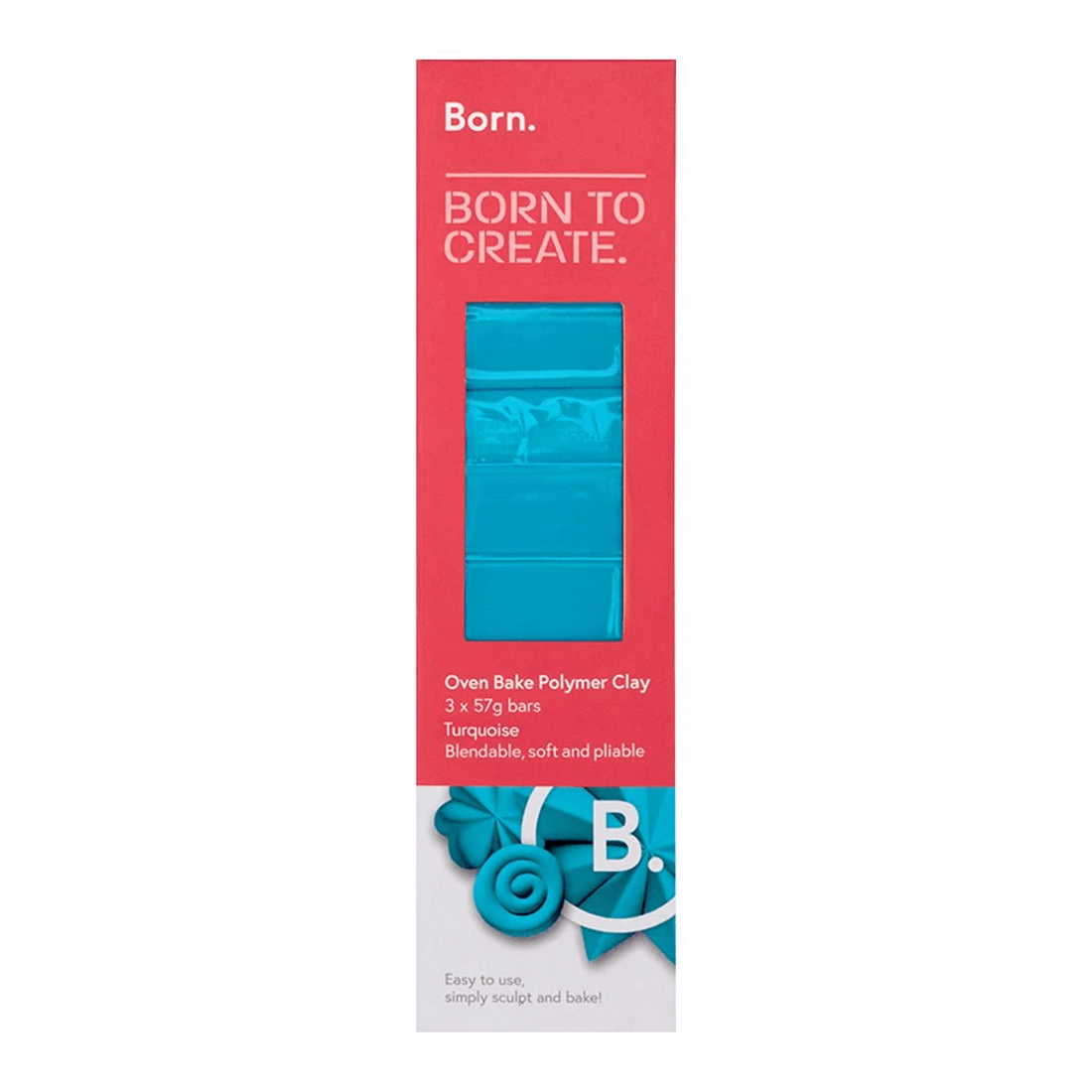 1 Born Oven Bake Polymer Clay Turquoise 3 Pack, 1 of 4