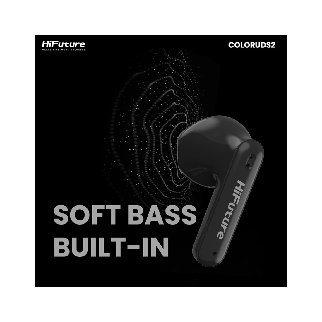 3 Hifuture Colourbuds2 True Wireless Bluetooth Soft Bass Earbuds Noise Cancel - Black, 3 of 6