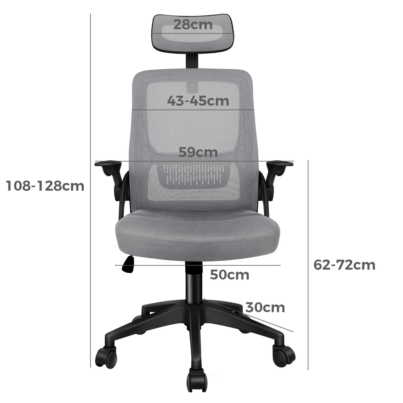 6 Alfordson Mesh Office Chair Executive Seat Tilt Fabric Gaming Racing Computer - Grey, 6 of 9