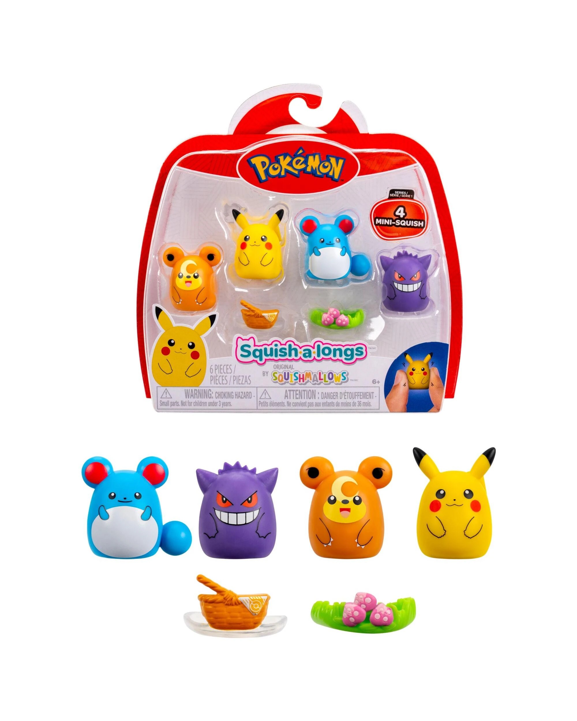 1 Squishmallows Squish-a-Longs Pokemon Pikachu 4 Pack, 1 of 9