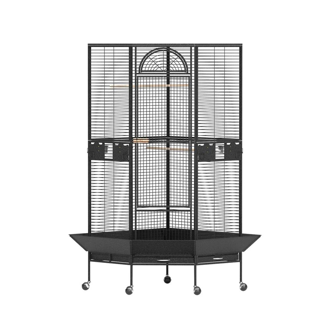 3 i.Pet Bird Cage Large Jumbo Aviary Budgie Perch Cage Parrot Stand Wheels Corner - Black, 3 of 6