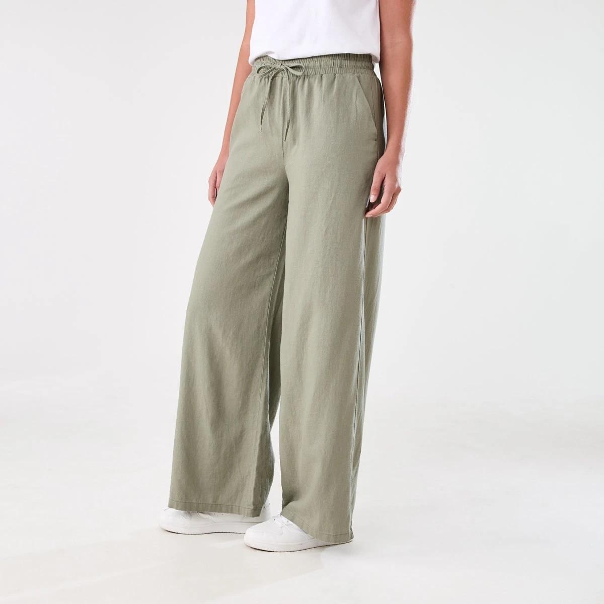 2 Linen Blend Wide Leg Pants LIGHT KHAKI, 2 of 5