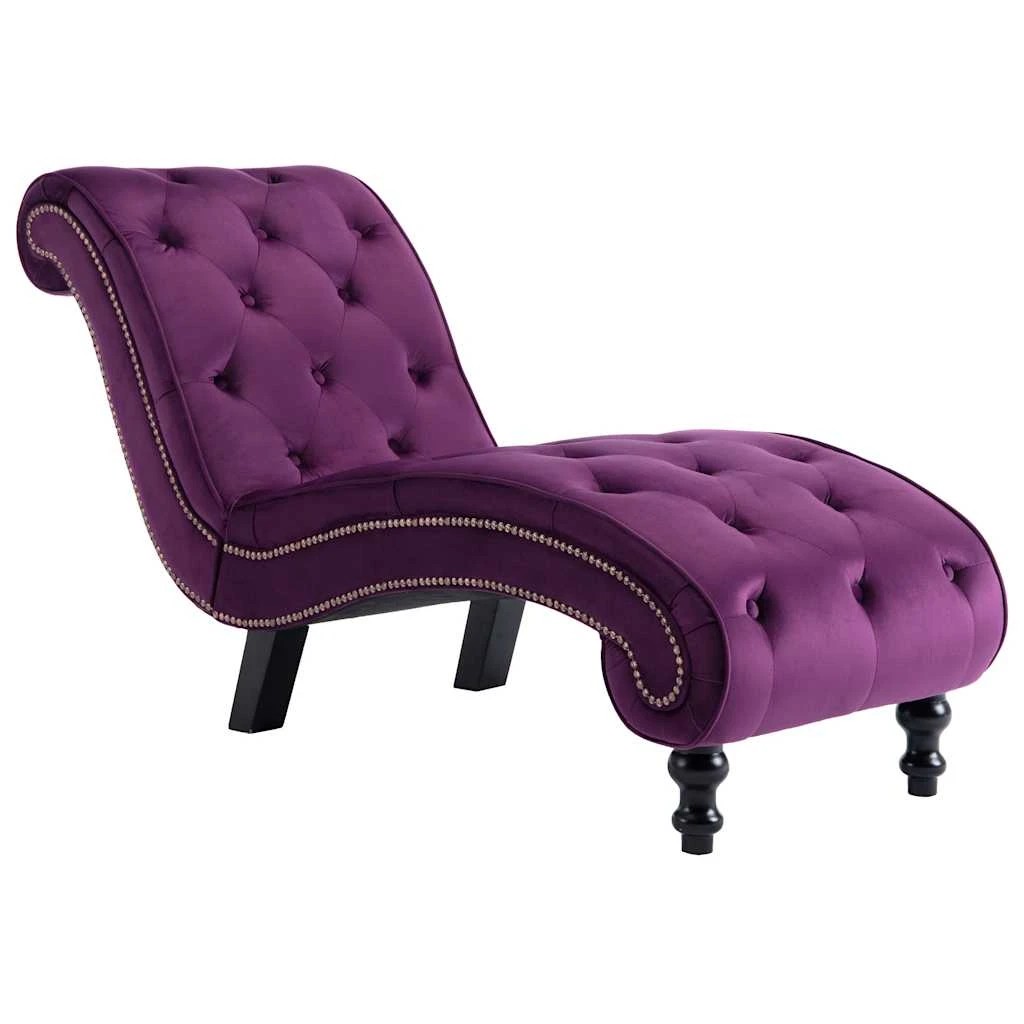 1 Vidaxl Chaise Lounge Velvet - Purple, 1 of 7