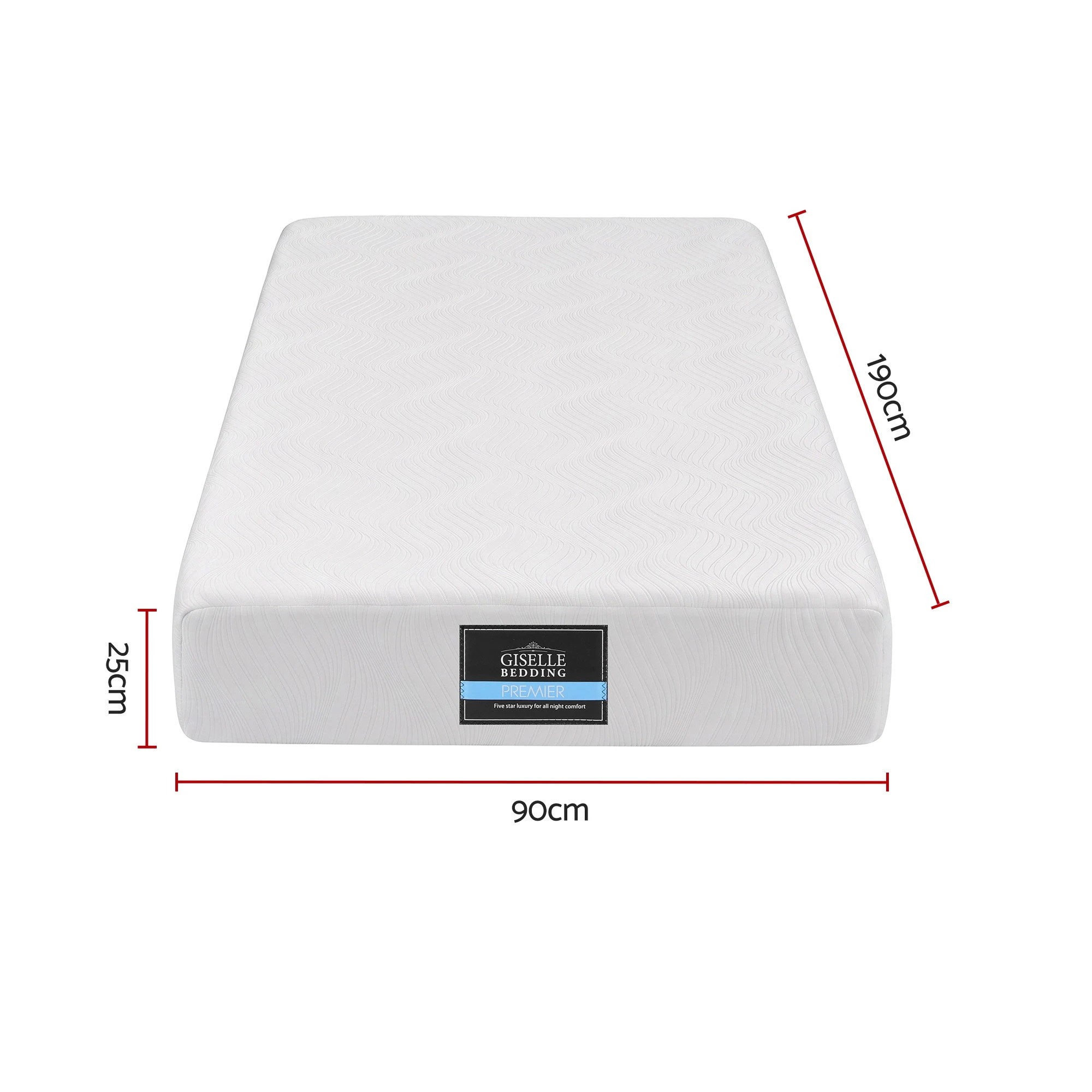 3 Giselle Bedding 25cm Hybrid Mattress Soft Knitted Fabric Edge Support Gel Foam - Single Bed - White, 3 of 10