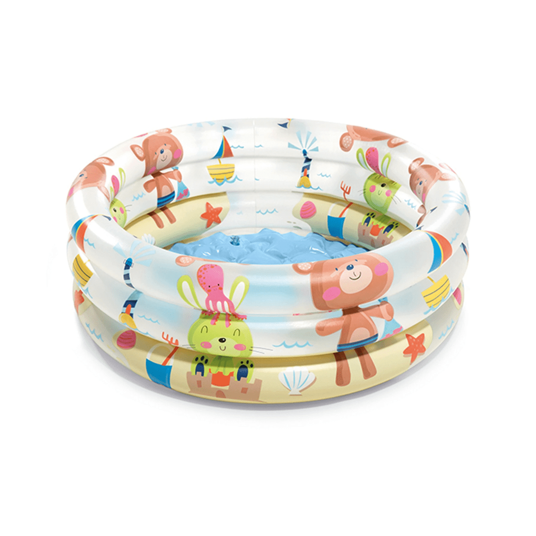 1 Intex Beach Buddies 3 Ring Baby Pool 1-3Y Inflatable Stable Durable With Patch - Multi, 1 of 2