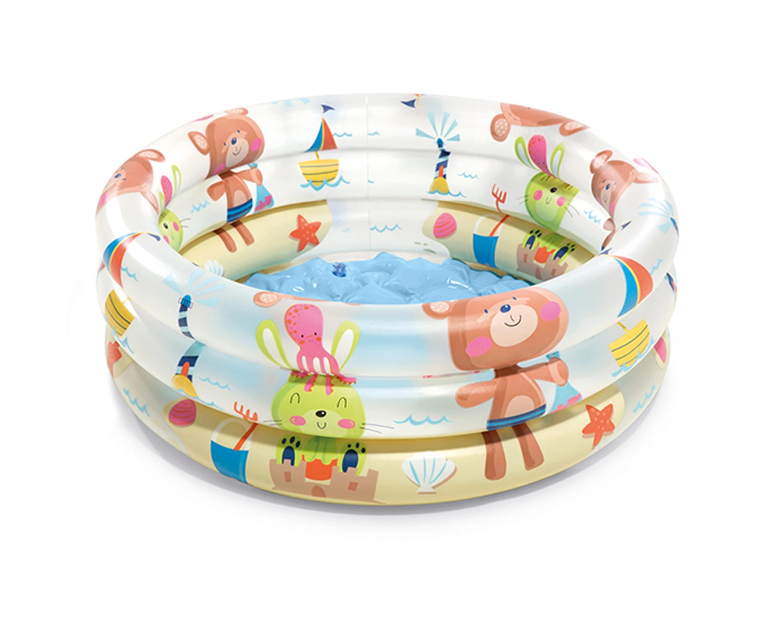 1 Intex Beach Buddies 3 Ring Baby Pool 1-3Y Inflatable Stable Durable With Patch - Multi, 1 of 2