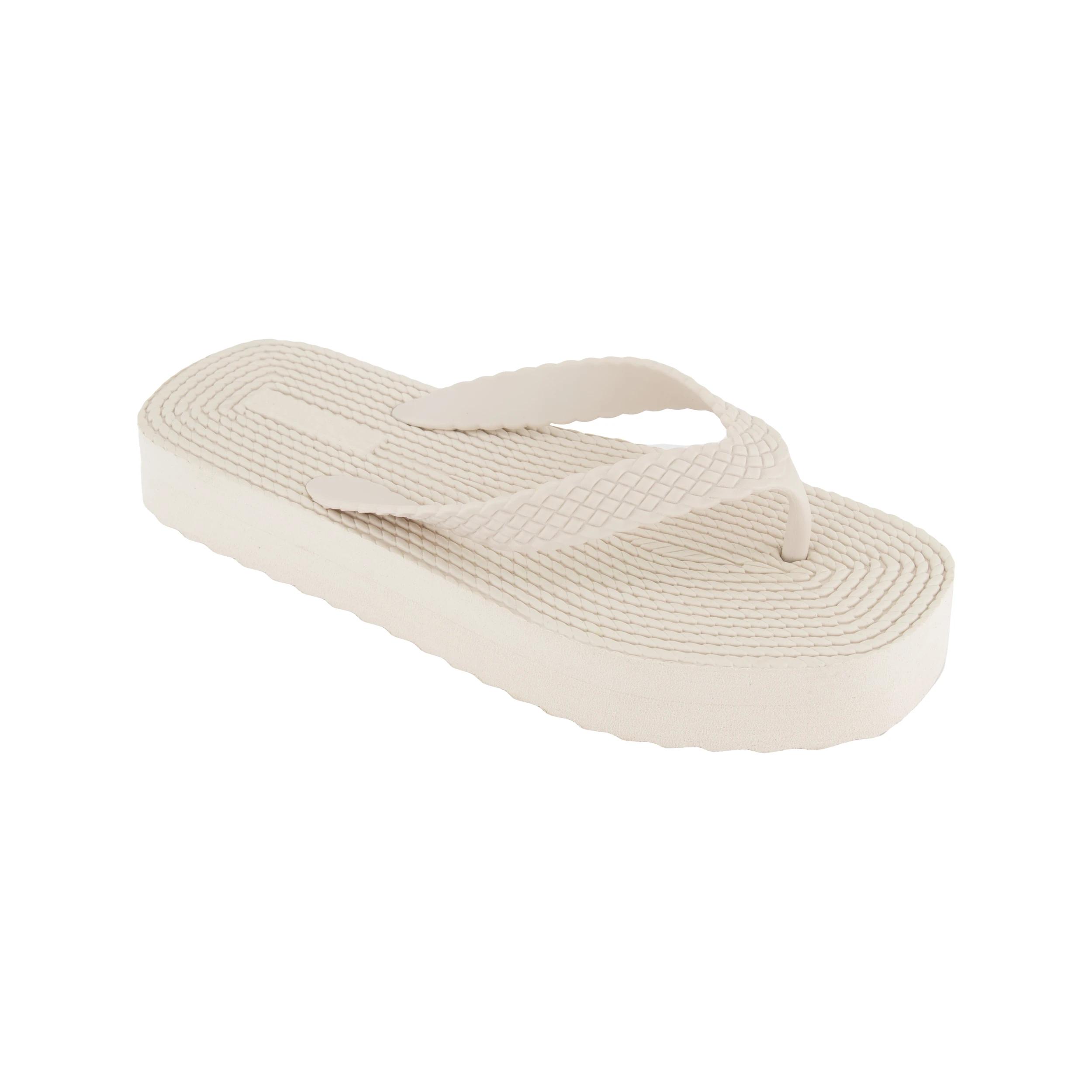 1 Textured Platform Thongs Snw White, 1 of 2