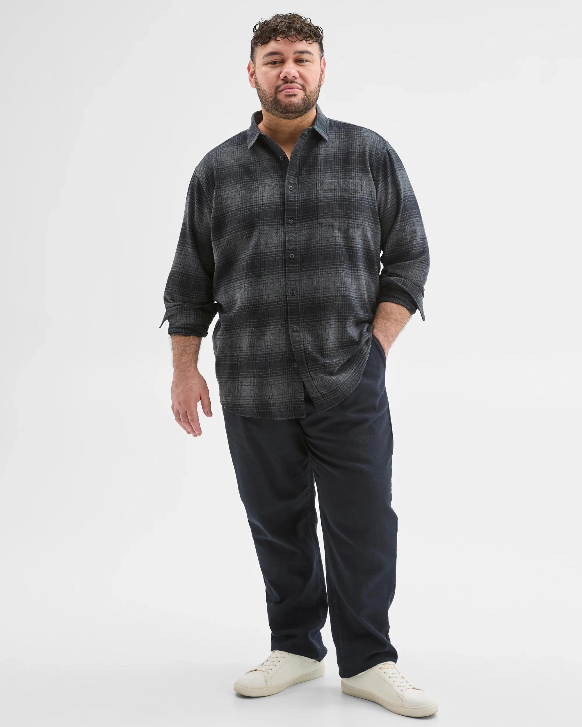 5 Target Man Plus Plus Size Australian Cotton Long Sleeve Flannelette Shirt CHARCOAL, 5 of 6