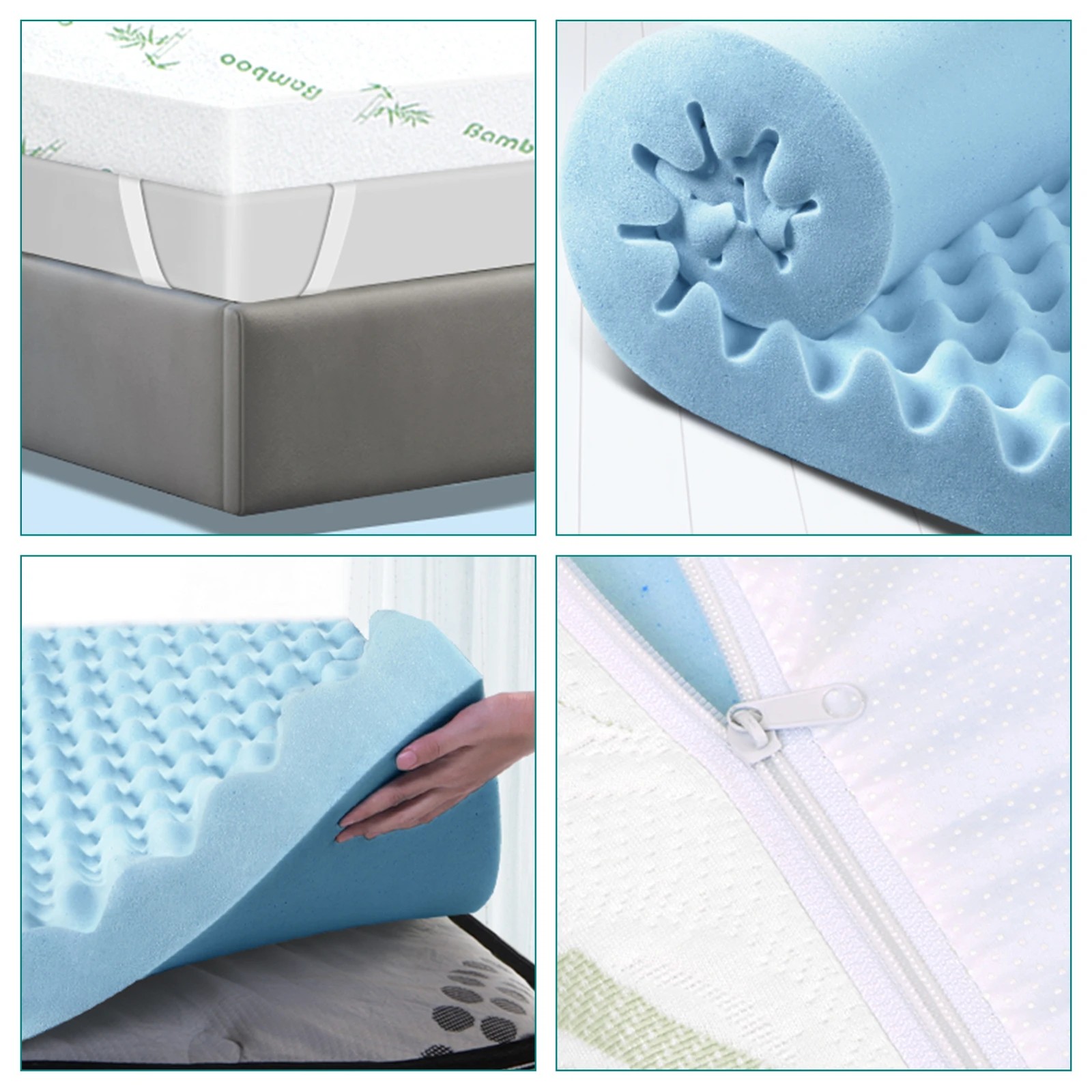 6 Starry Eucalypt Memory Foam Mattress Topper 10cm Airflow - Double Bed, 6 of 7