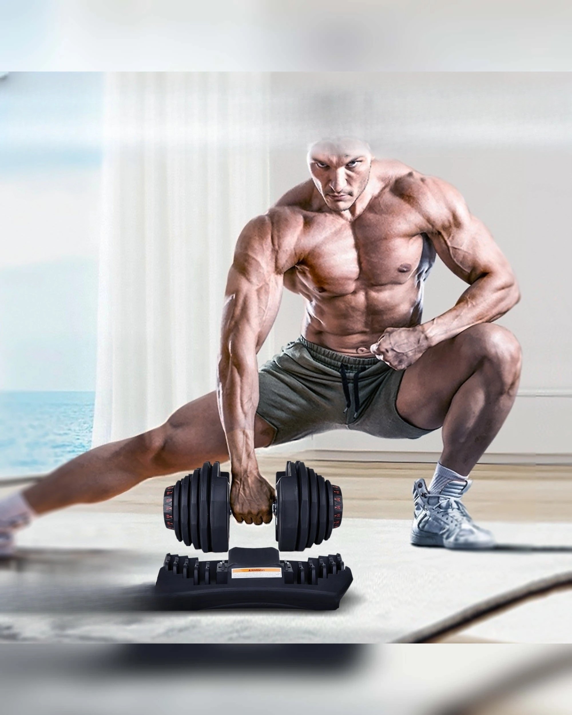 7 Fitness Master 80kg Adjustable Dumbbell Set Home Gym Exercise Equipment Weight 17 Weights 2x 40kg, 7 of 10