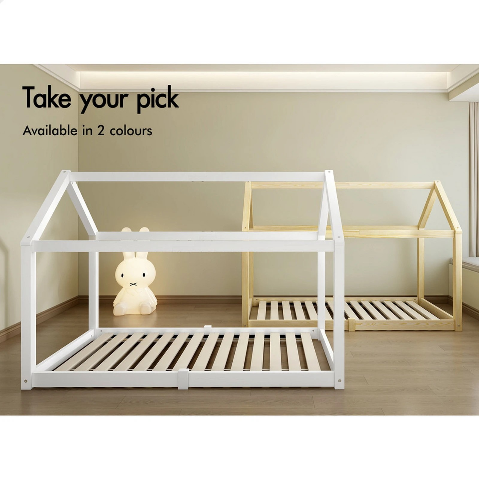 7 Alfordson Kids Bed Frame Wooden Timber Single House Frame Platform Rocco - White, 7 of 10