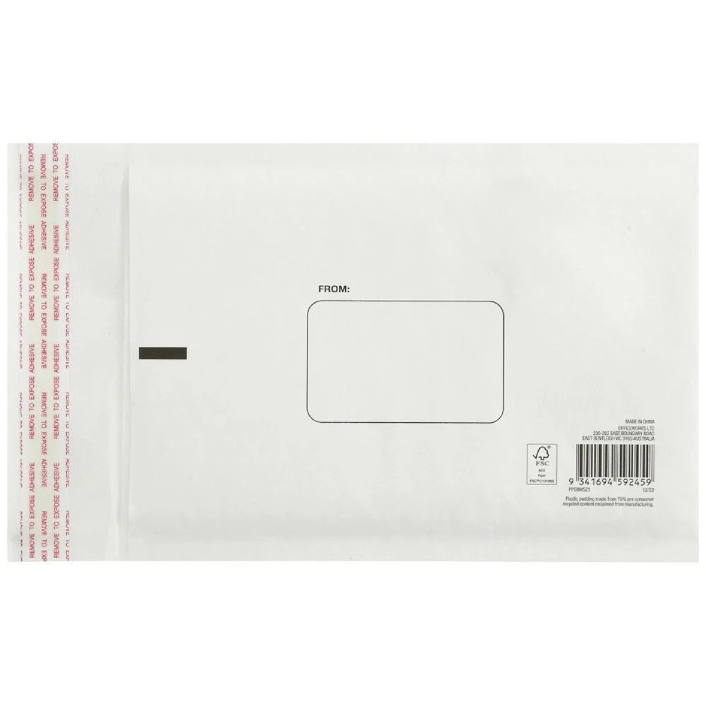 2 PPS Bubble Mailing Bag Size 1 151 x 229mm White 32 Pack, 2 of 2