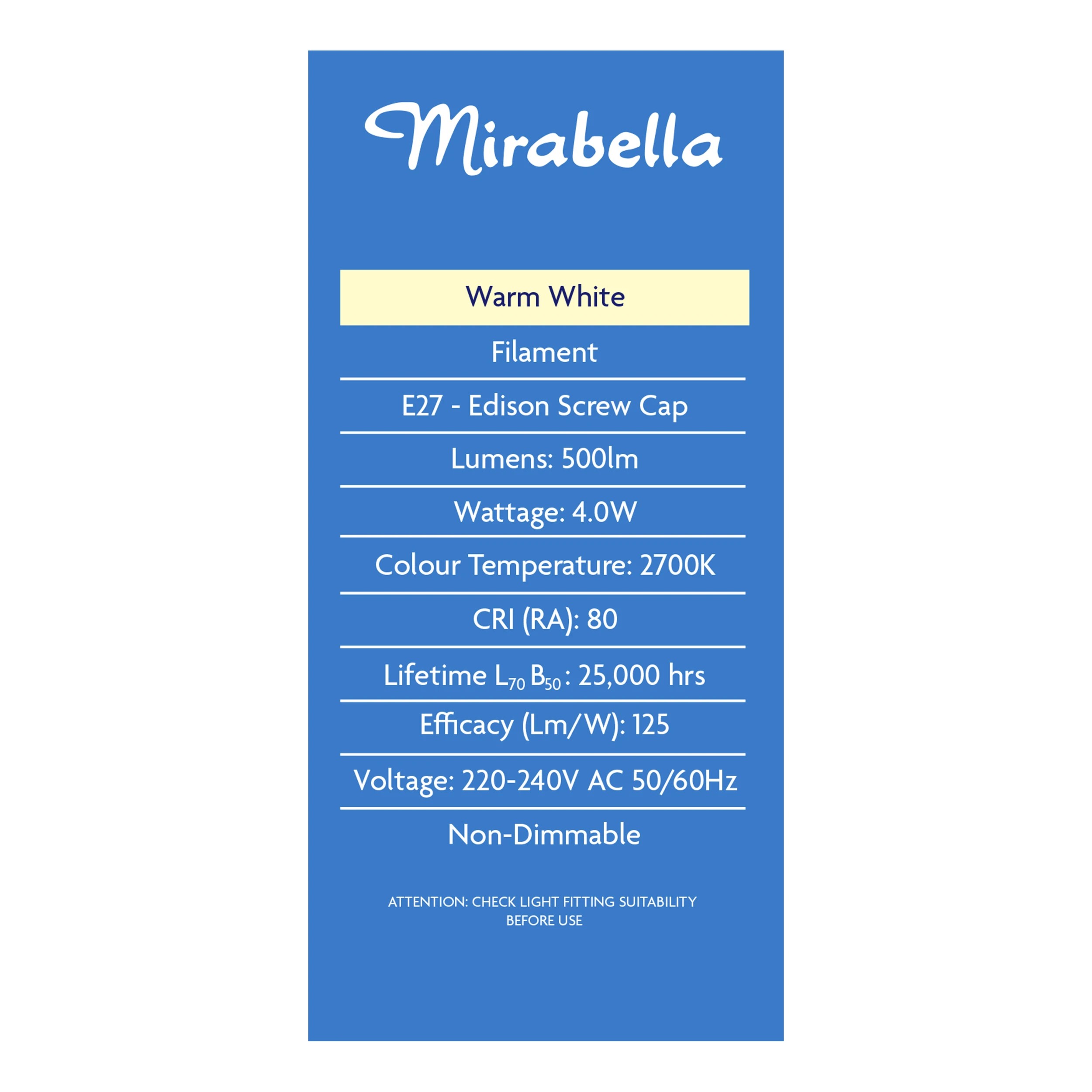 4 Mirabella 4W LED Warm White GLS Decorative Globe, 4 of 5