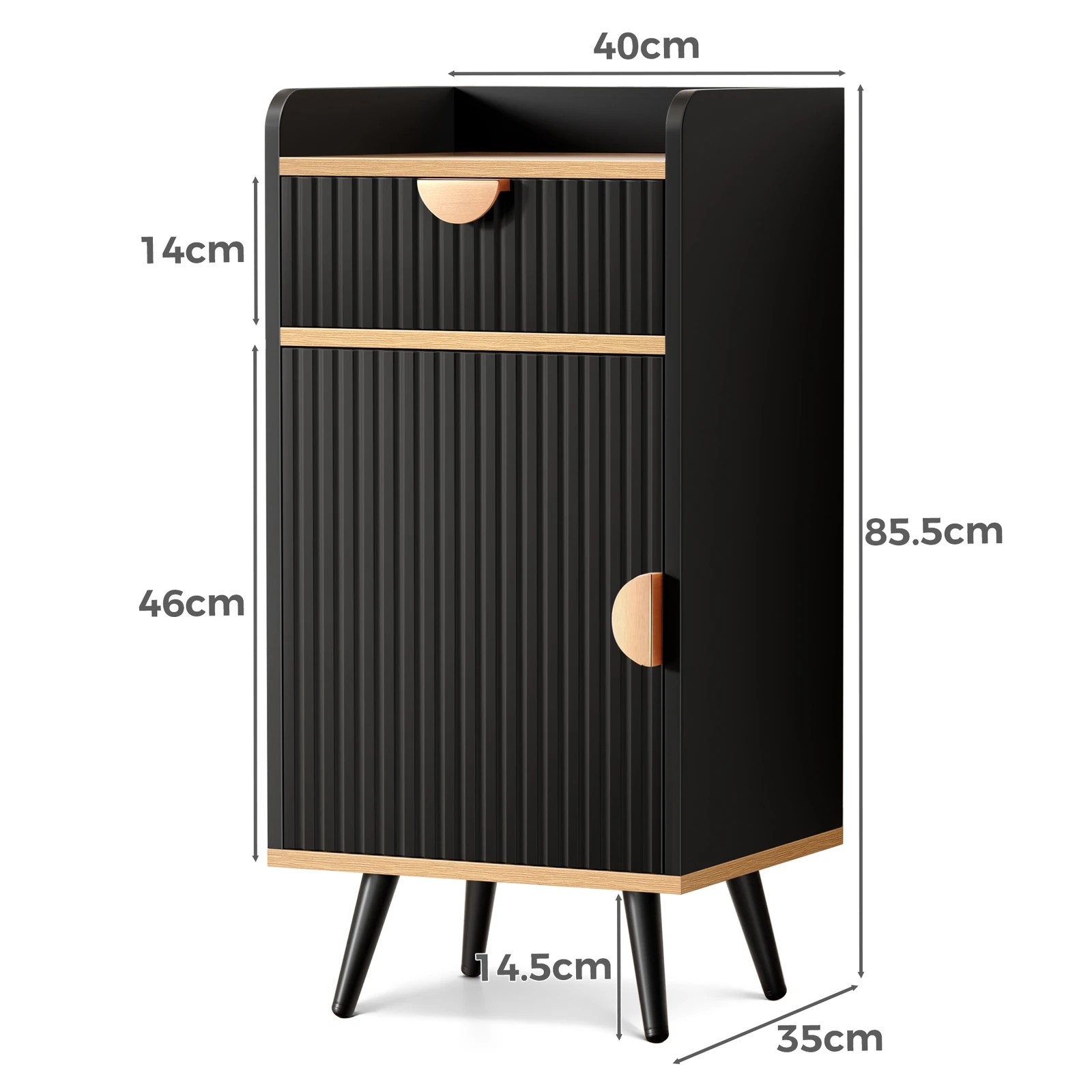 7 Alfordson Storage Cabinet Bathroom Buffet Sideboard Bedside Table - Black, 7 of 10