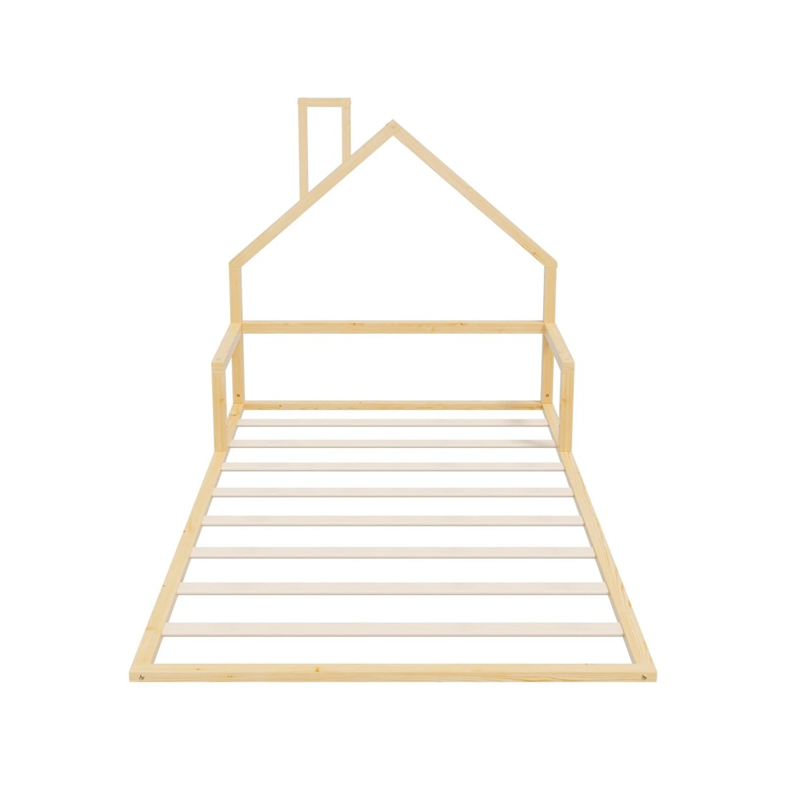 8 Oikiture Wooden Kids Bed Chimney Wooden King Single - Natural, 8 of 10