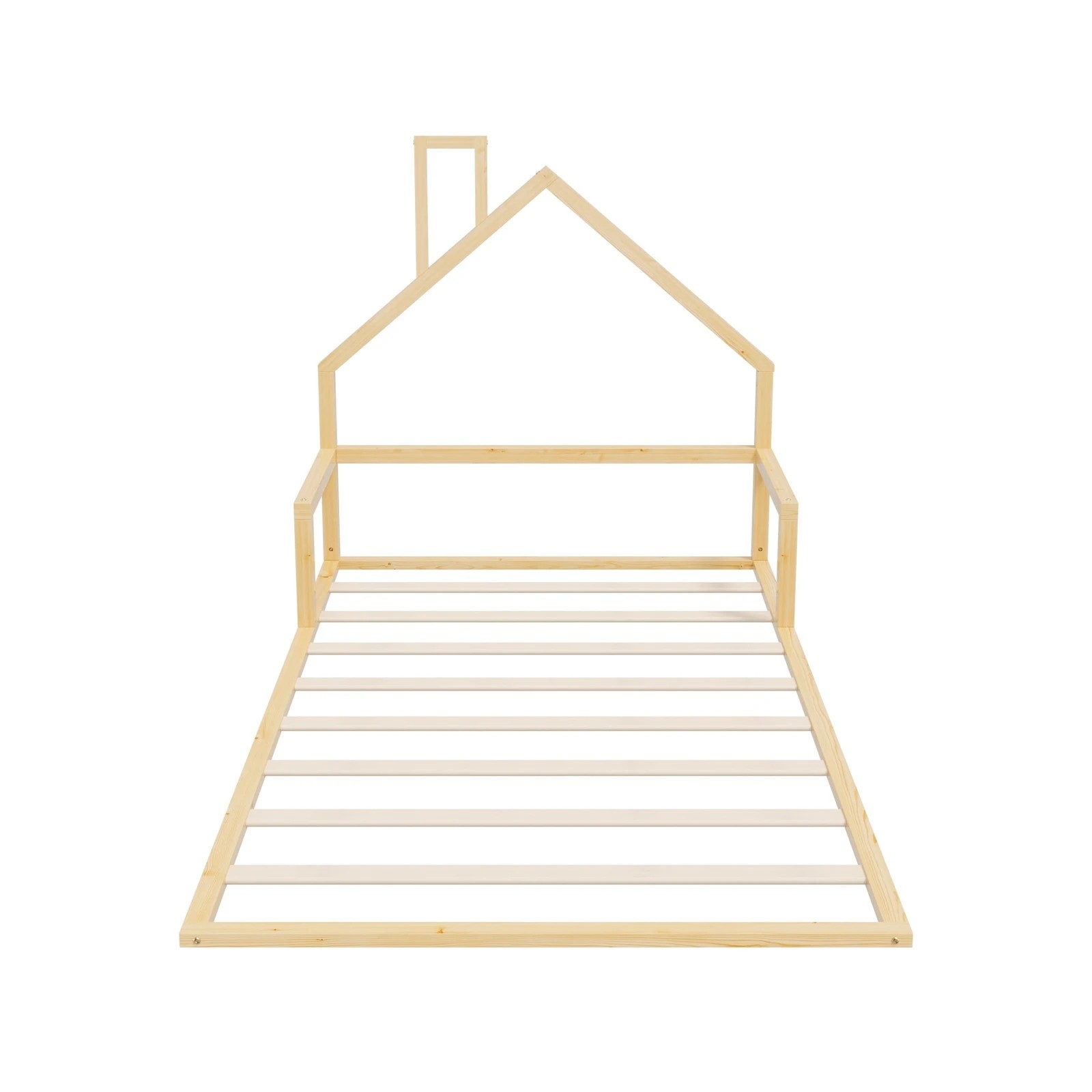 8 Oikiture Wooden Kids Bed Chimney Wooden King Single - Natural, 8 of 10