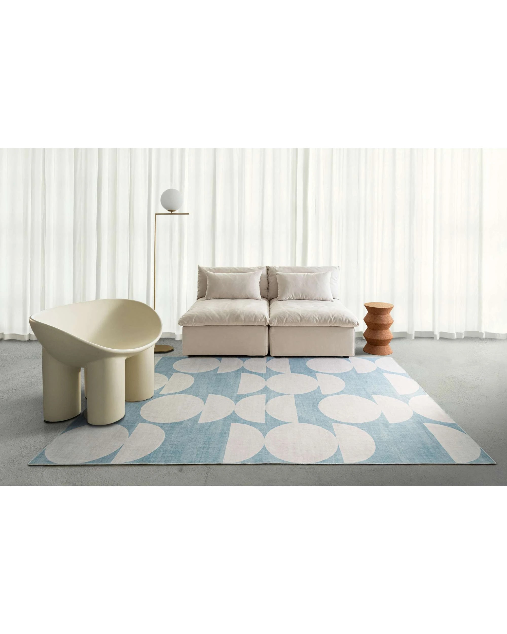 2 Loopsie Malabou Half Moons Printed Washable Rug-290cm x 190cm - Blue, 2 of 7