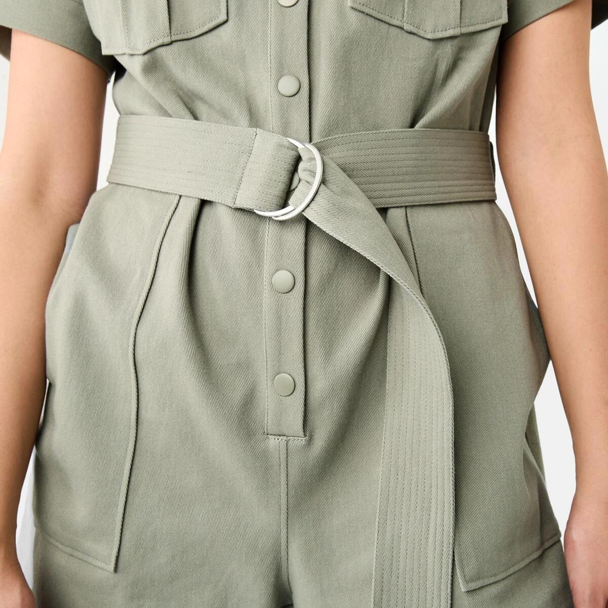8 Short Sleeve Belted Playsuit LIGHT KHAKI, 8 of 10