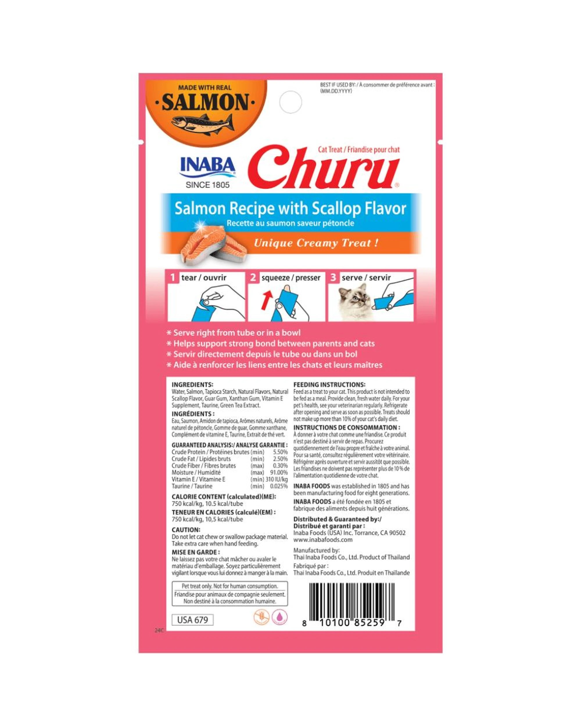 2 Inaba Churu Puree Lickable Cat Treats Salmon Recipe with Scallop 6 x 56g, 2 of 2