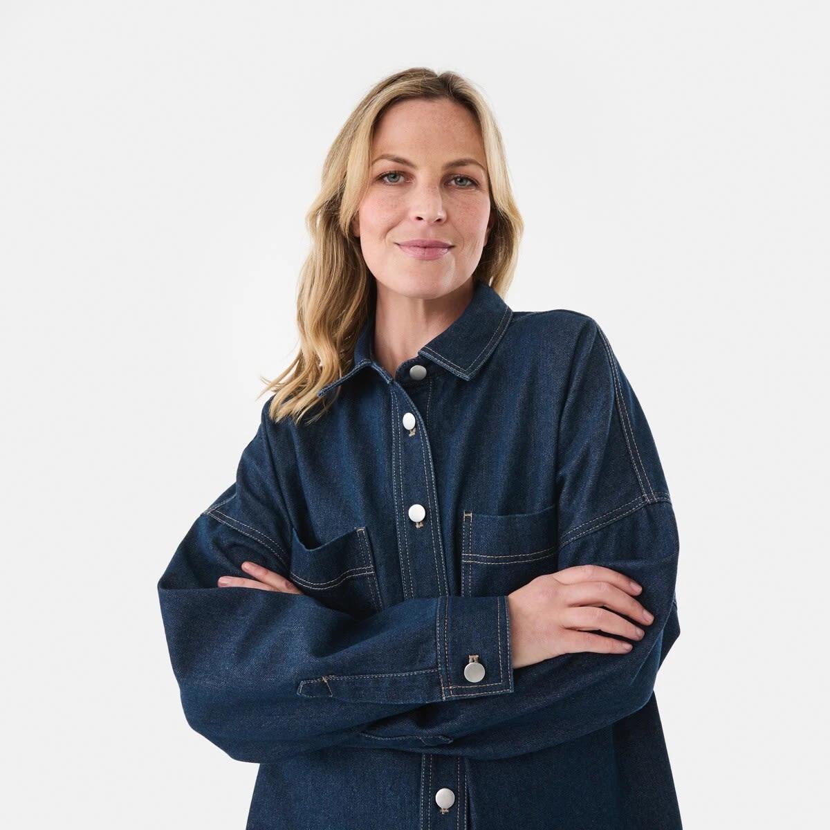 5 Long Sleeve Denim Shirt Dark Wash, 5 of 8