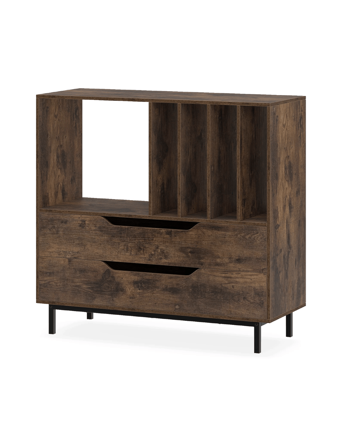 Costway Retro Record Player Stand 4 Vinyl Storage Racks w/2 Drawers ...