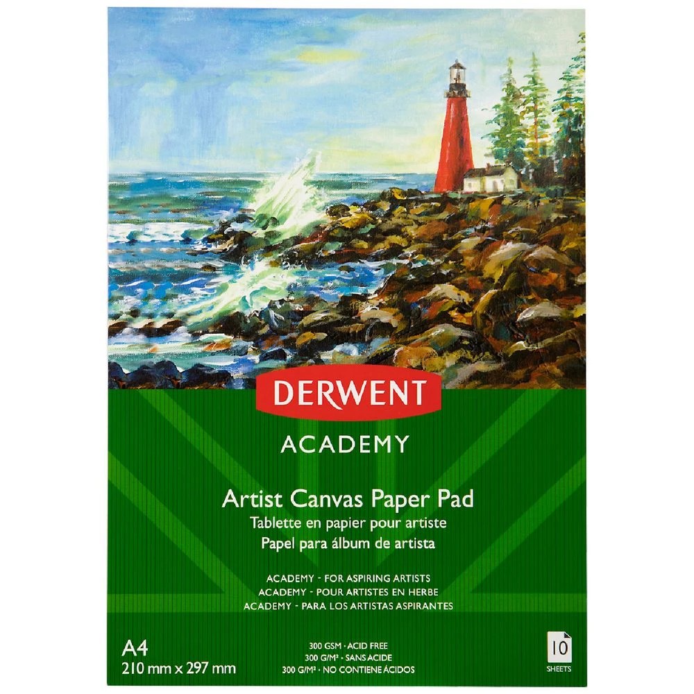 1 Derwent Academy Artist Canvas Paper Pad 300gsm 10 Sheets A4, 1 of 1