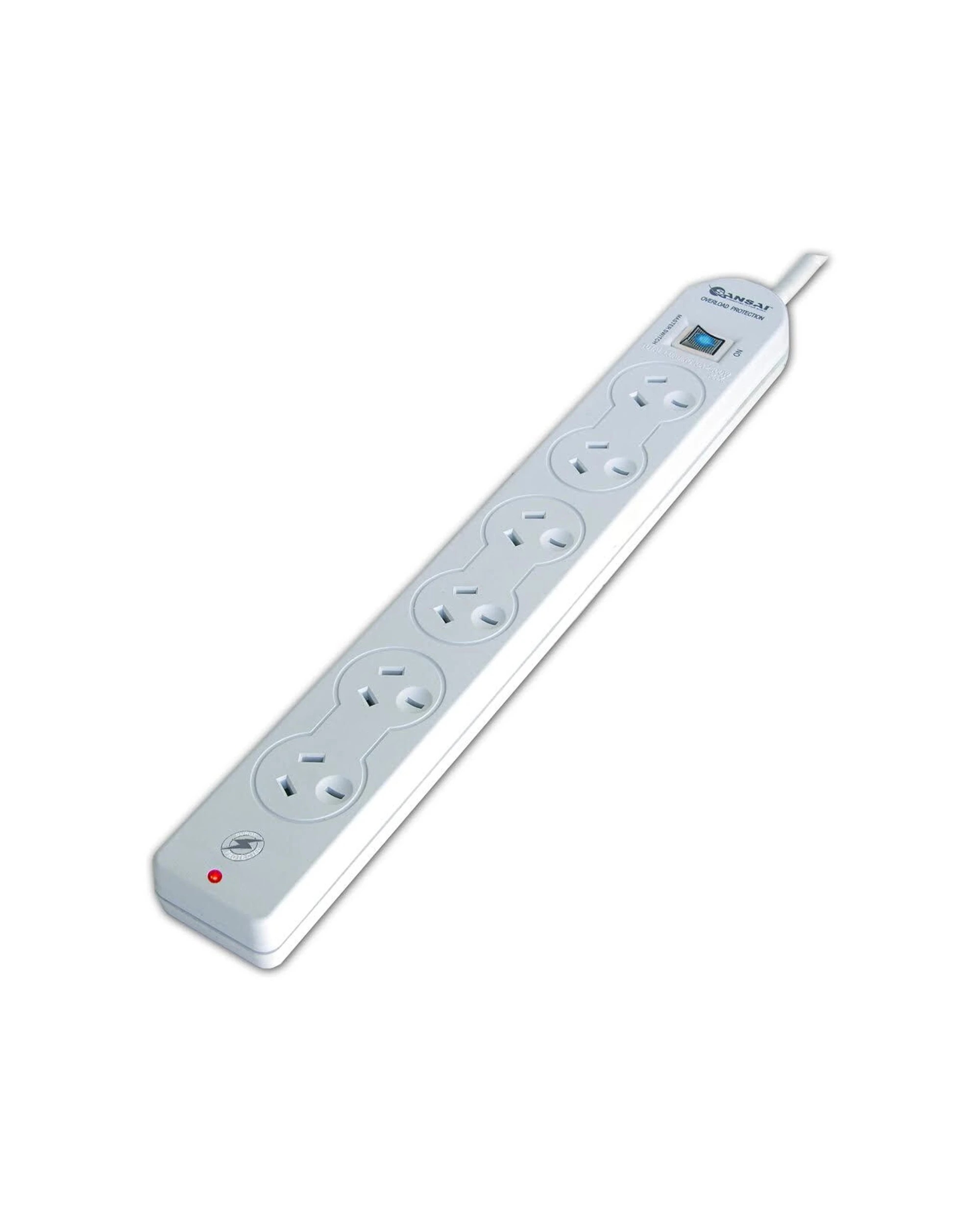 1 Sansai 6 Way Power Board Sockets Overload Surge Protection 1m Cord Master - White, 1 of 2