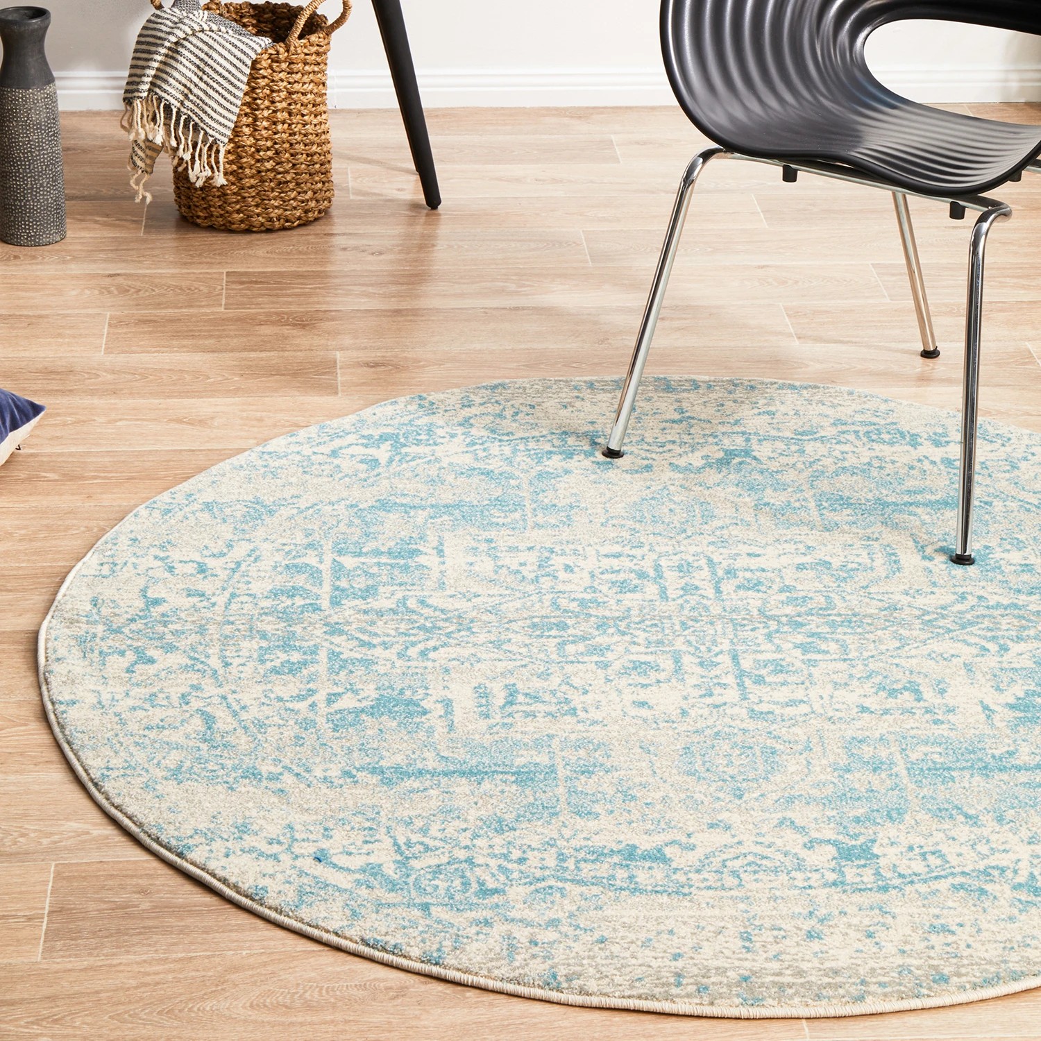 4 Common Ground Rugs Encore 253 200x200cm - Medium Round Power Loomed Pet Friendly Rug - Blue, 4 of 7