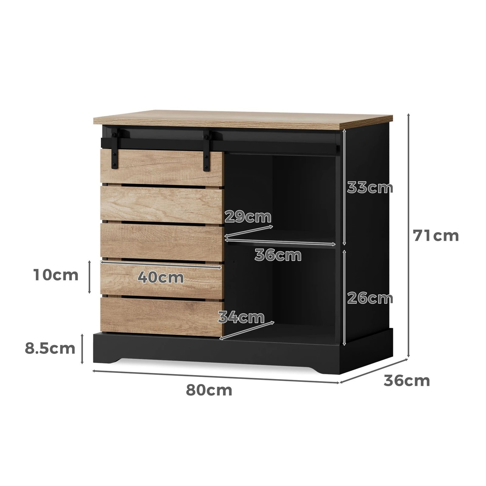 9 Alfordson Buffet Sideboard Cabinet Sliding Door Cupboard Storage Hallway Kitchen - Black, 9 of 10